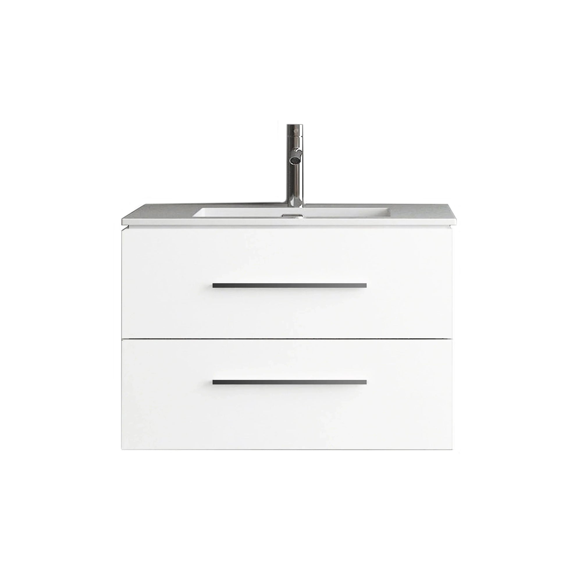 30" Matte White Wall Mount Single Sink Bathroom Vanity with White Ceramic Countertop-Migration_Bathroom Vanities-DECOROLALA