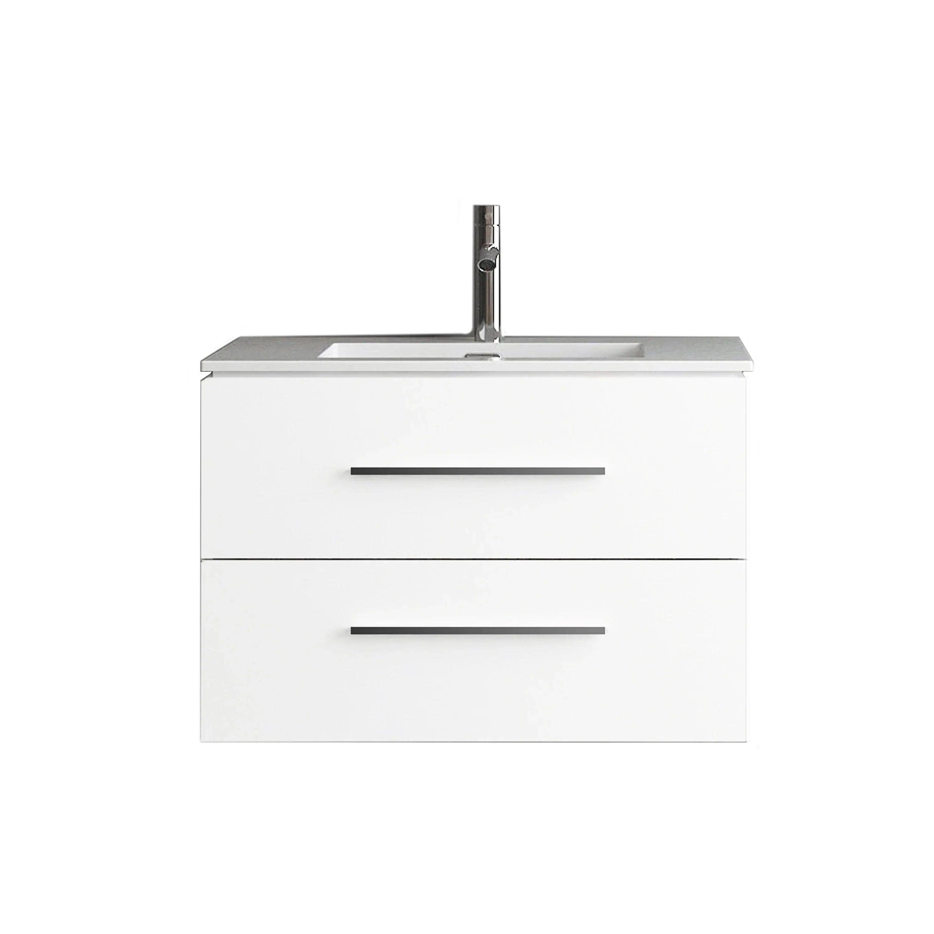 30" Matte White Wall Mount Single Sink Bathroom Vanity with White Ceramic Countertop-Migration_Bathroom Vanities-DECOROLALA