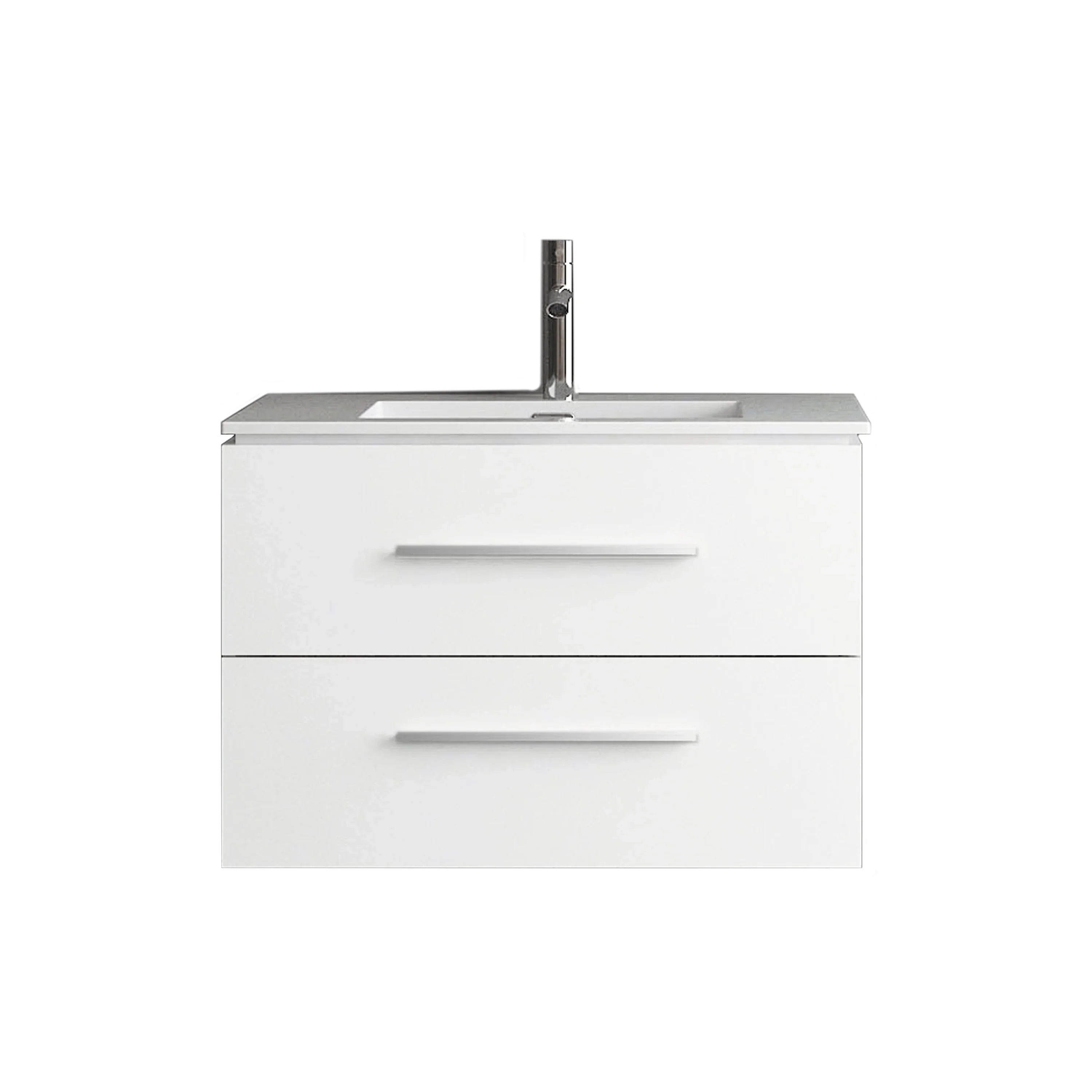30" Matte White Wall Mount Single Sink Bathroom Vanity with White Ceramic Countertop-Migration_Bathroom Vanities-DECOROLALA