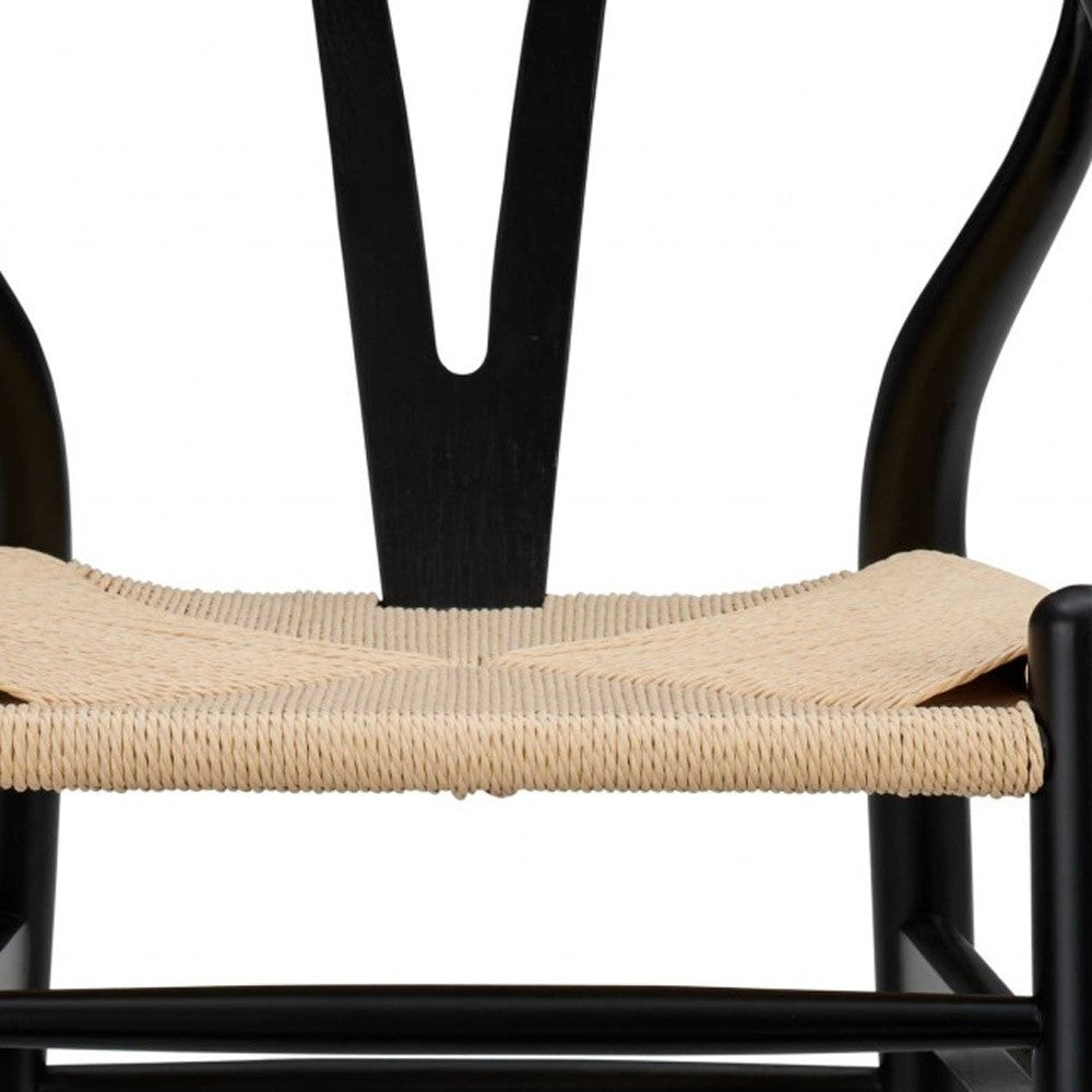 30" Natural And Black Solid Wood Low Back Counter Height Bar Chair-Bar Chairs-DECOROLALA