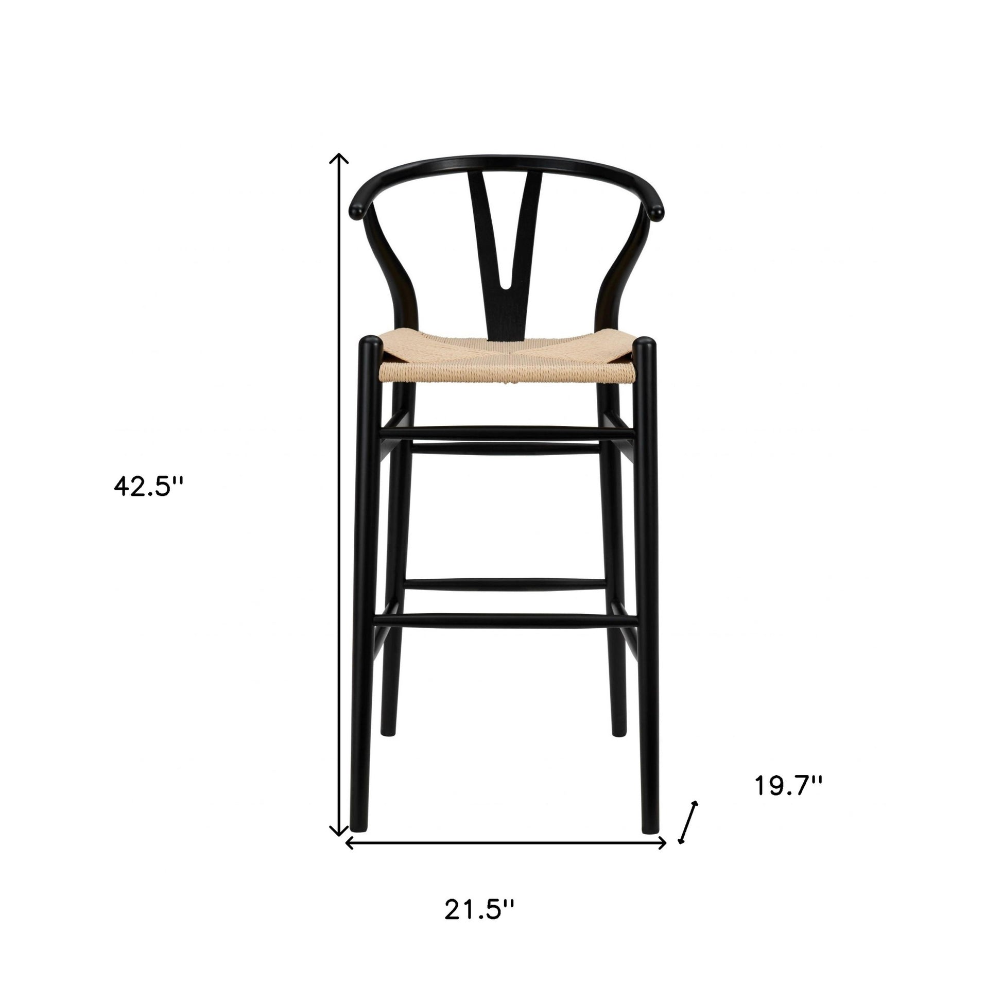 30" Natural And Black Solid Wood Low Back Counter Height Bar Chair-Bar Chairs-DECOROLALA