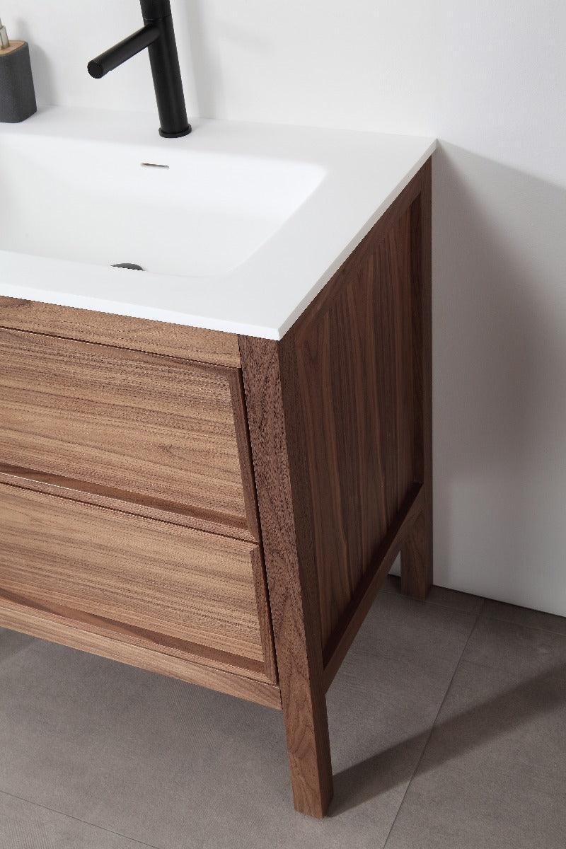 30" Natural Walnut Freestanding Bathroom Vanity with White Solid surface Countertop-Migration_Bathroom Vanities-DECOROLALA