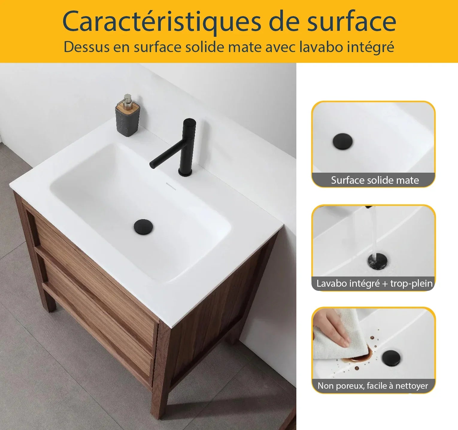 30" Natural Walnut Freestanding Bathroom Vanity with White Solid surface Countertop-Migration_Bathroom Vanities-DECOROLALA