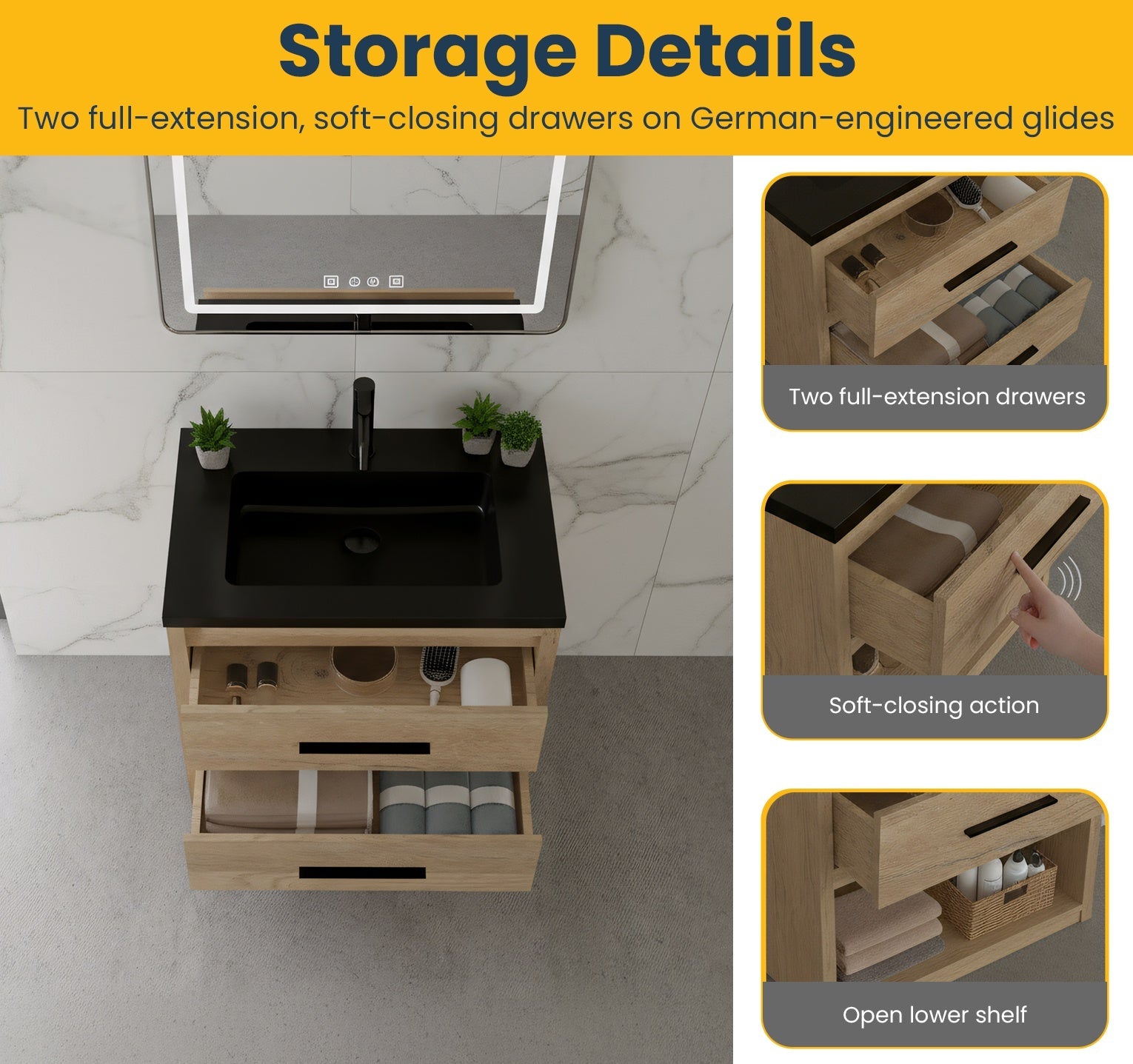 30" Rough Oak Freestanding Bathroom Vanity with Black Engineered Quartz Countertop-Migration_Bathroom Vanities-DECOROLALA