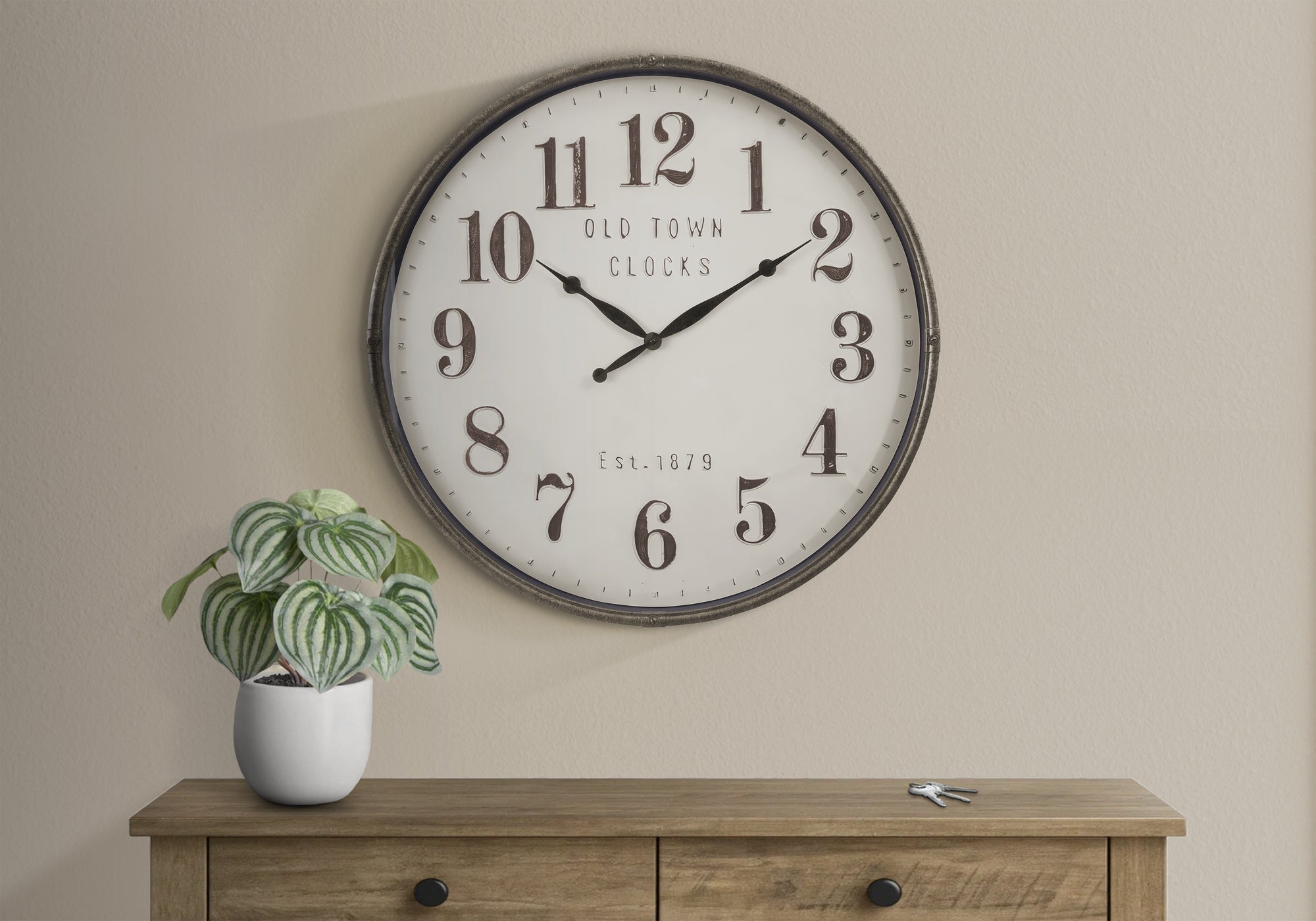 30" Round Wall Clock Brown-Clocks-DECOROLALA