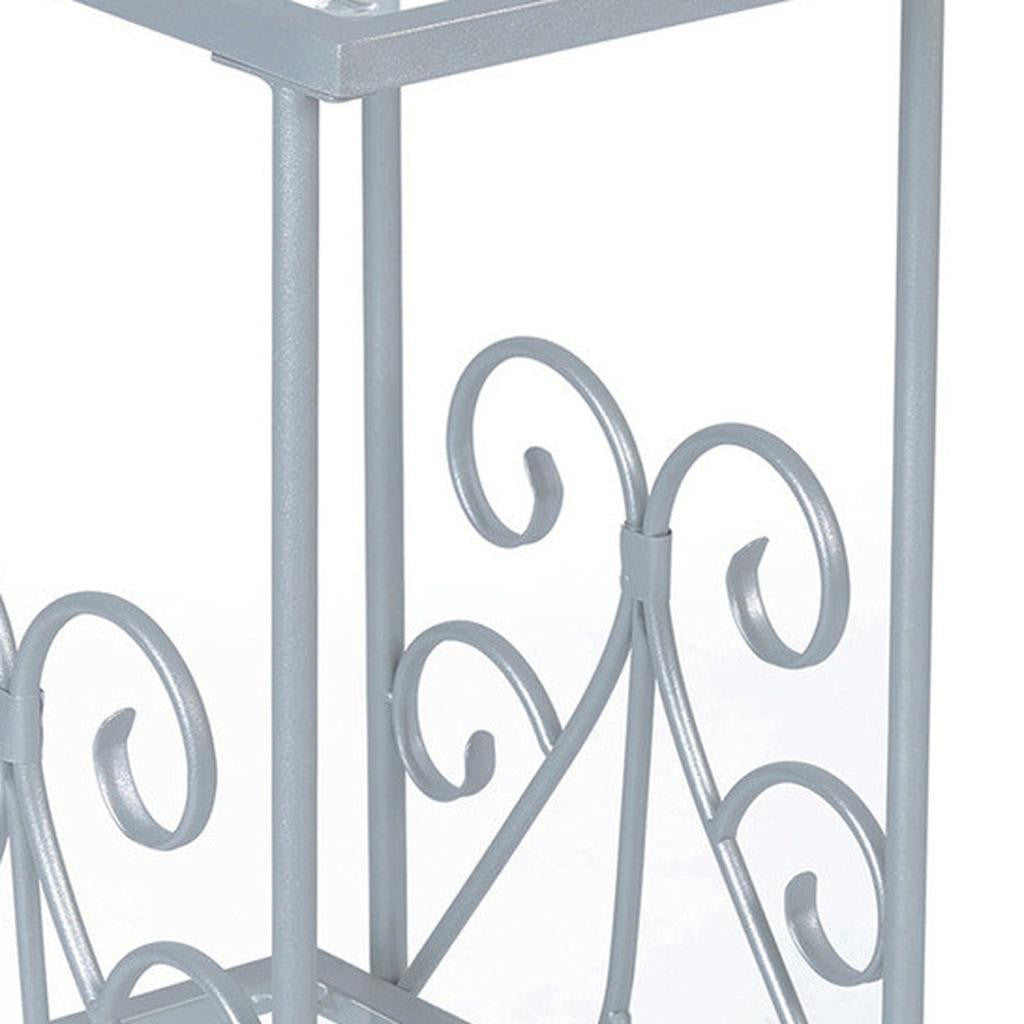30" Silver And Clear Glass And Metal Square End Table With Shelf-End-Side Tables-DECOROLALA