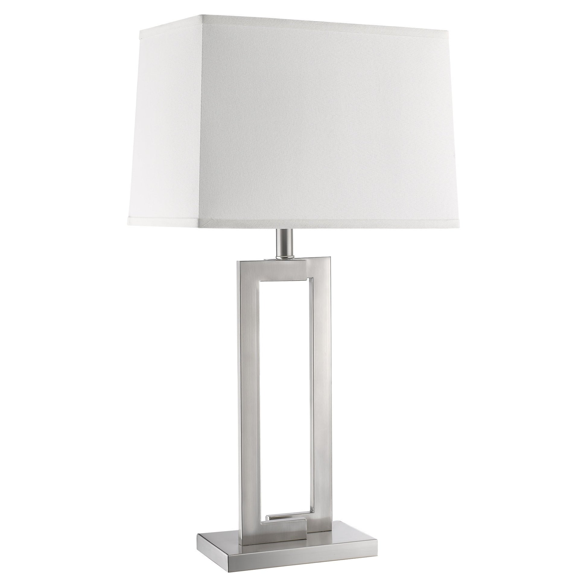 30" Silver Metal Table Lamp With White Rectangular Shade-Table Lamps-DECOROLALA
