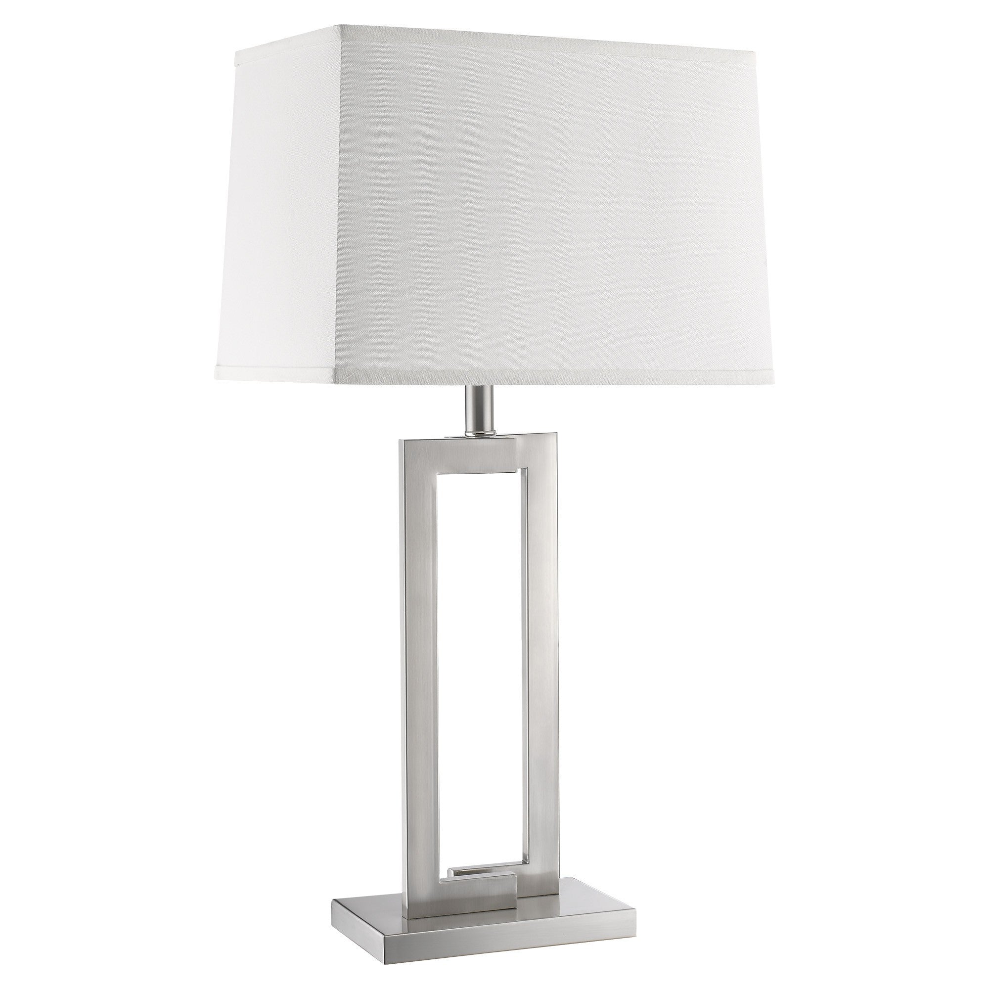 30" Silver Metal Table Lamp With White Rectangular Shade-Table Lamps-DECOROLALA