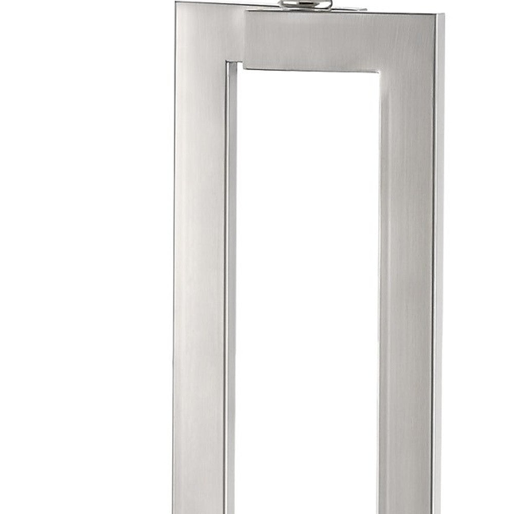 30" Silver Metal Table Lamp With White Rectangular Shade-Table Lamps-DECOROLALA