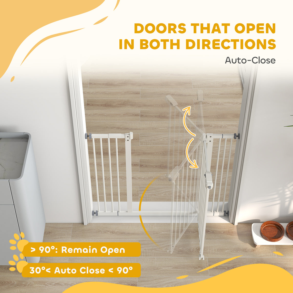 30" Tall Pressure-Mounted Metal Pet Gate - White Adjustable Width-Dogs-DECOROLALA