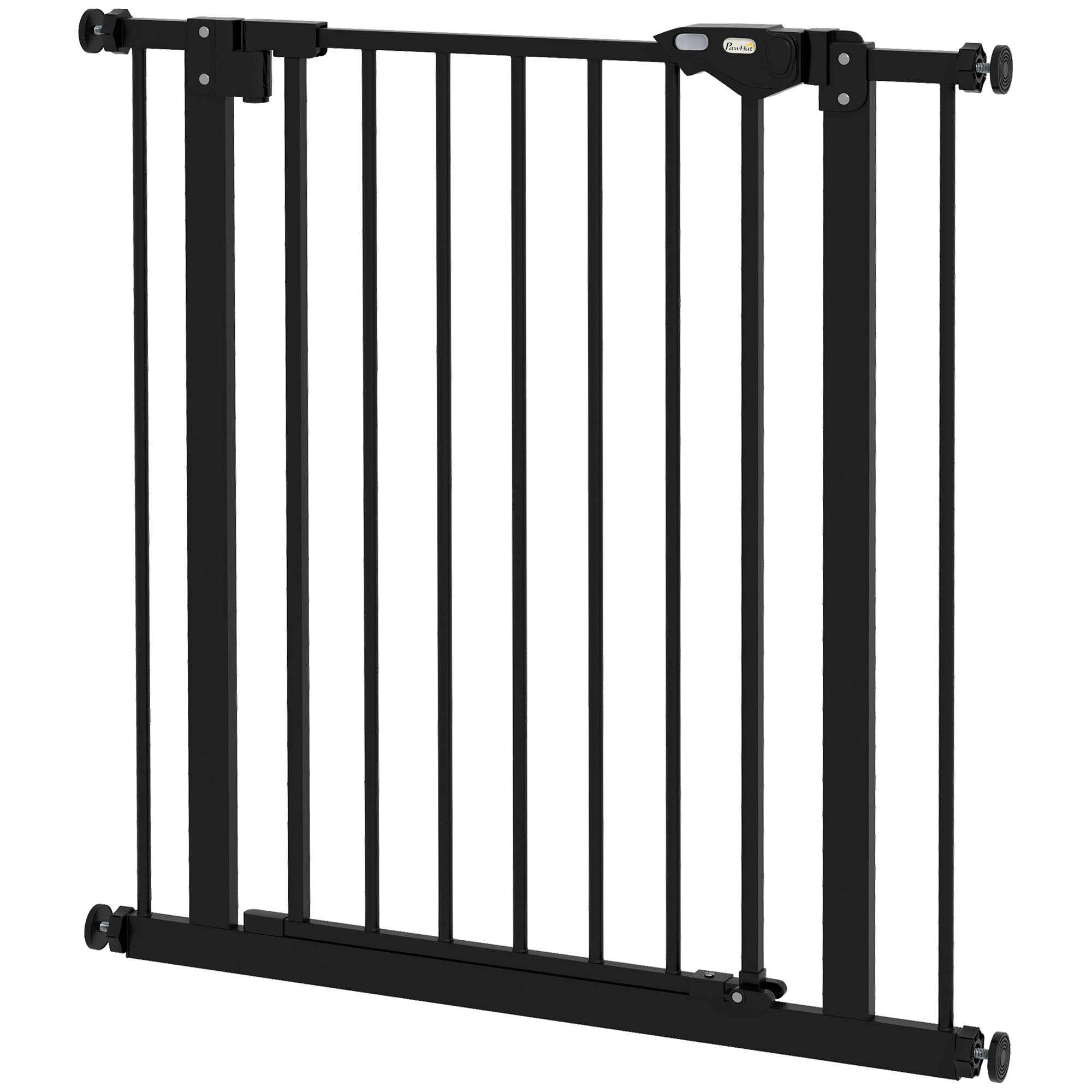 30" Tall Pressure-Mounted Metal Pet Gate with Door - Black-Dogs-DECOROLALA