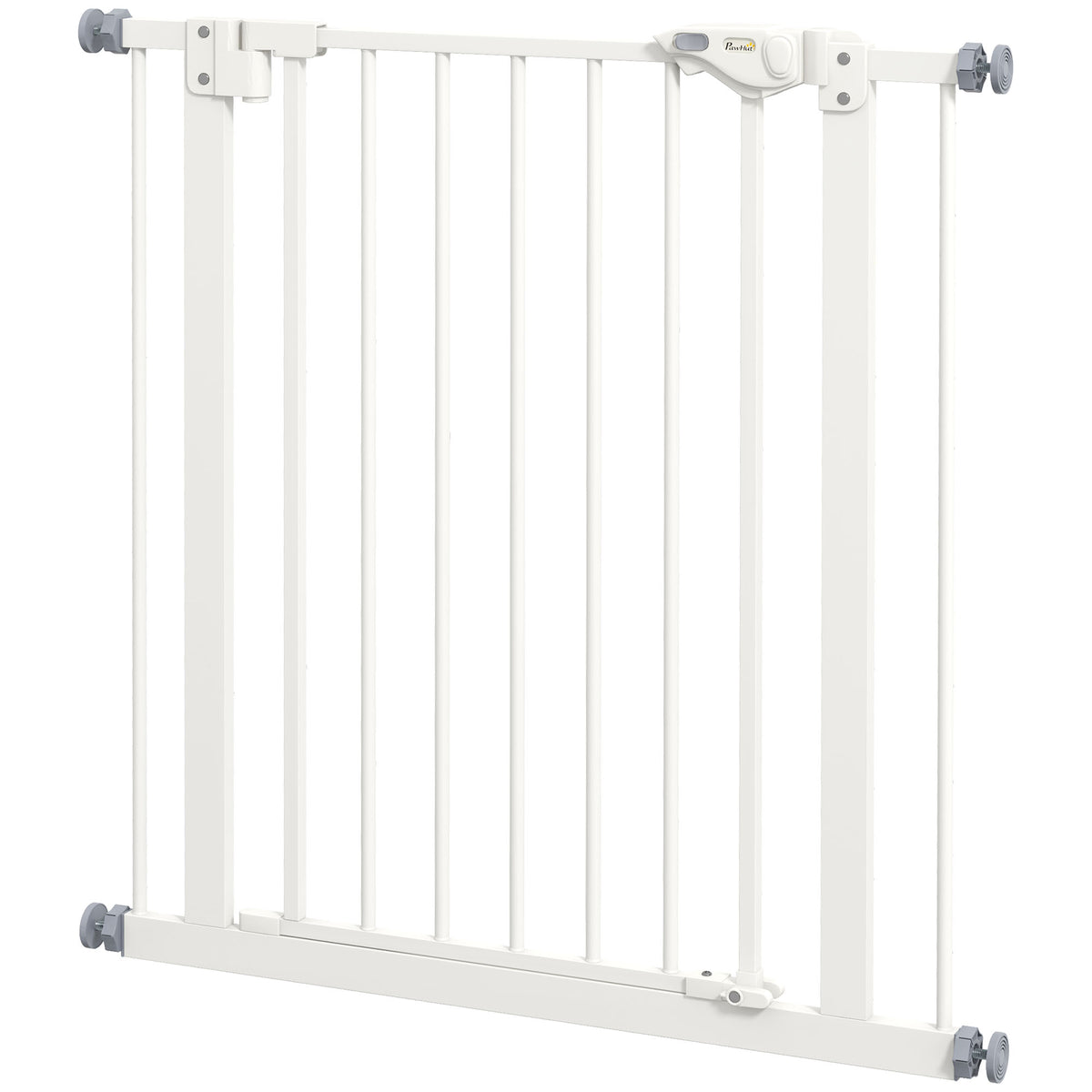 30" Tall Pressure-Mounted Pet Gate with Door - White Metal-Dogs-DECOROLALA