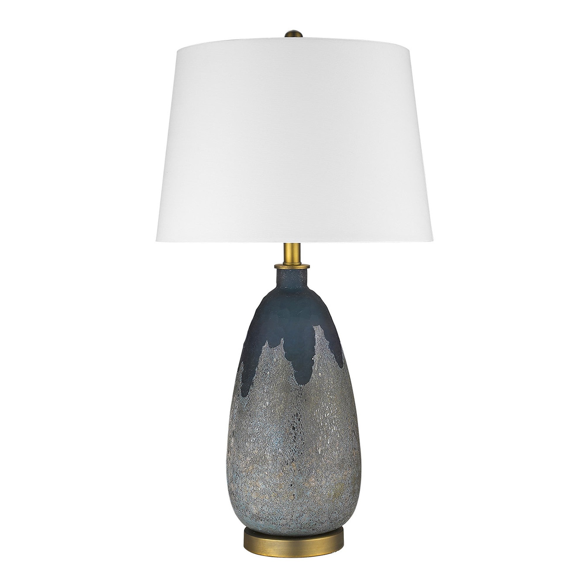 30" Teal Blue Concrete Table Lamp With Cream Empire Shade-Table Lamps-DECOROLALA