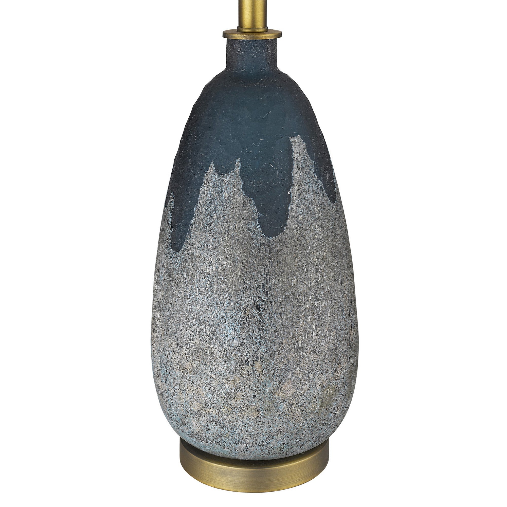 30" Teal Blue Concrete Table Lamp With Cream Empire Shade-Table Lamps-DECOROLALA