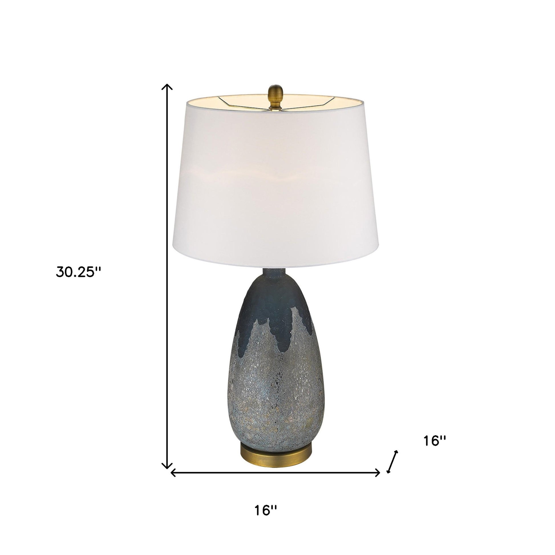30" Teal Blue Concrete Table Lamp With Cream Empire Shade-Table Lamps-DECOROLALA