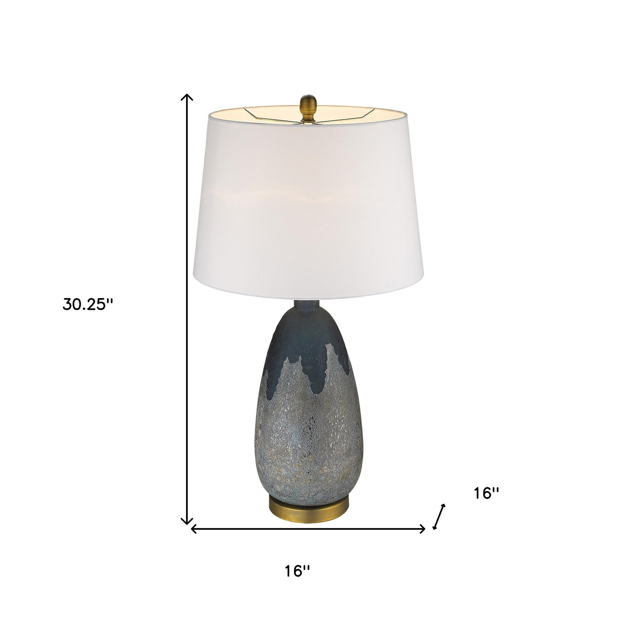30" Teal Blue Concrete Table Lamp With Cream Empire Shade-Table Lamps-DECOROLALA
