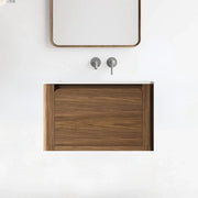 30" Walnut Wall Mount Bathroom Vanity with Matte White Solid Surface Countertop-Migration_Bathroom Vanities-DECOROLALA