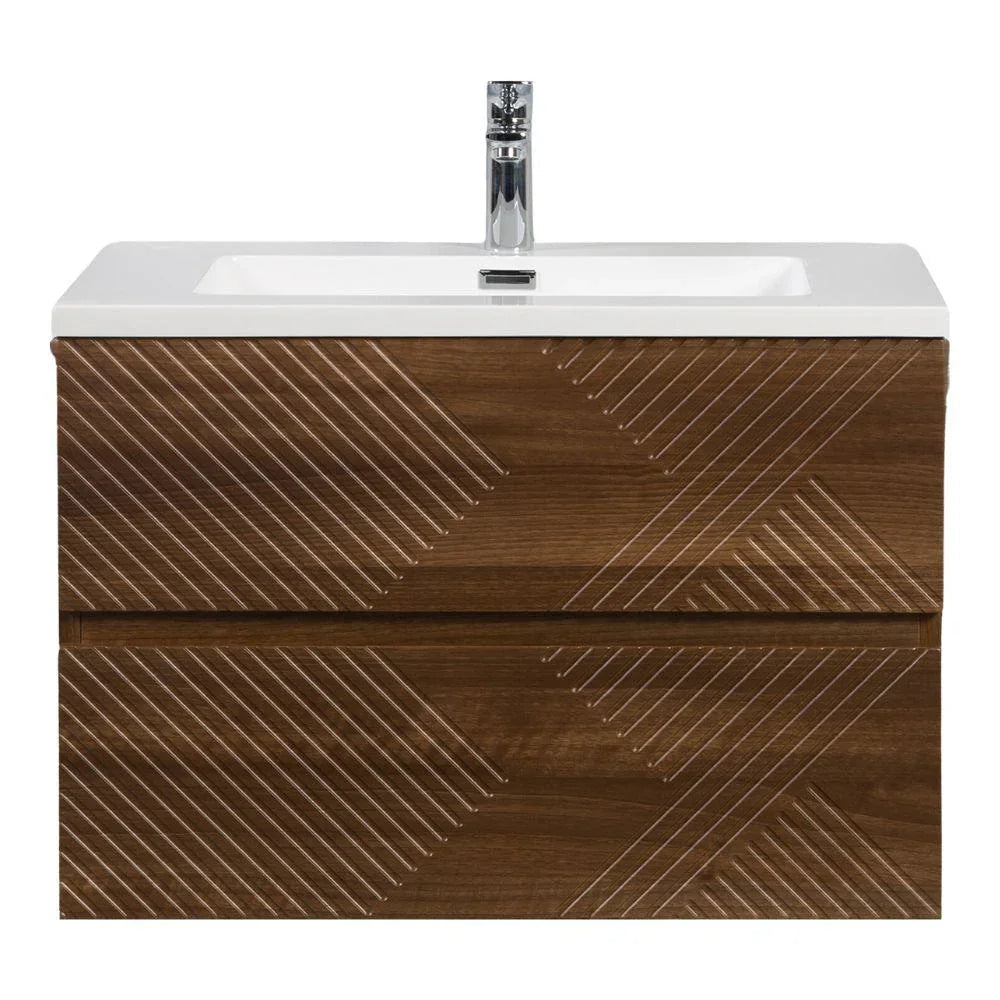 30" Walnut Wall Mount Single Sink Bathroom Vanity with White Polymarble Countertop-Migration_Bathroom Vanities-DECOROLALA