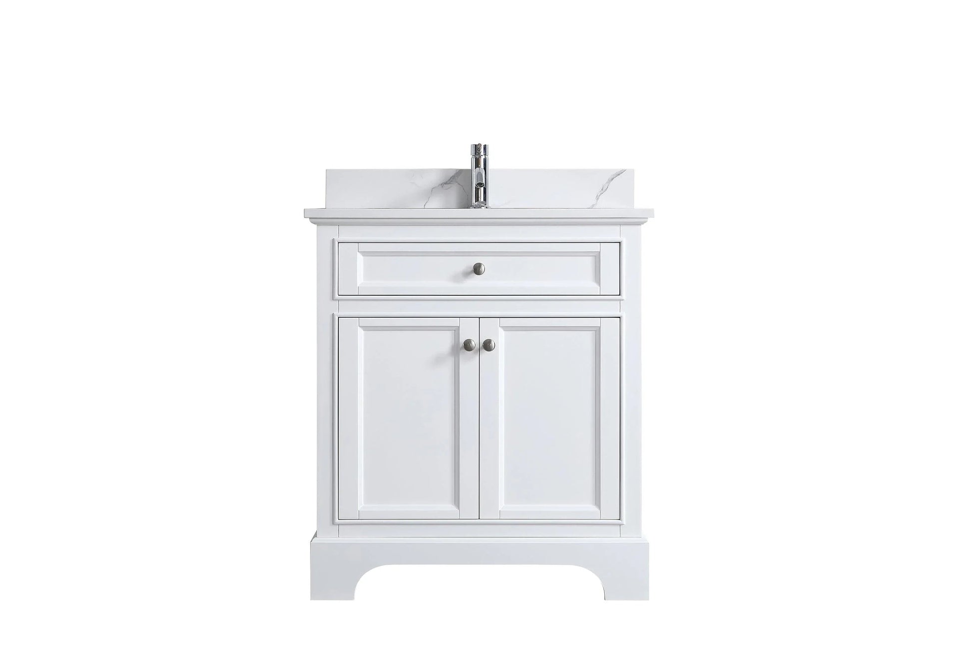 30" White Freestanding Bathroom Vanity with Engineered Calcutta Marble Countertop-Migration_Bathroom Vanities-DECOROLALA