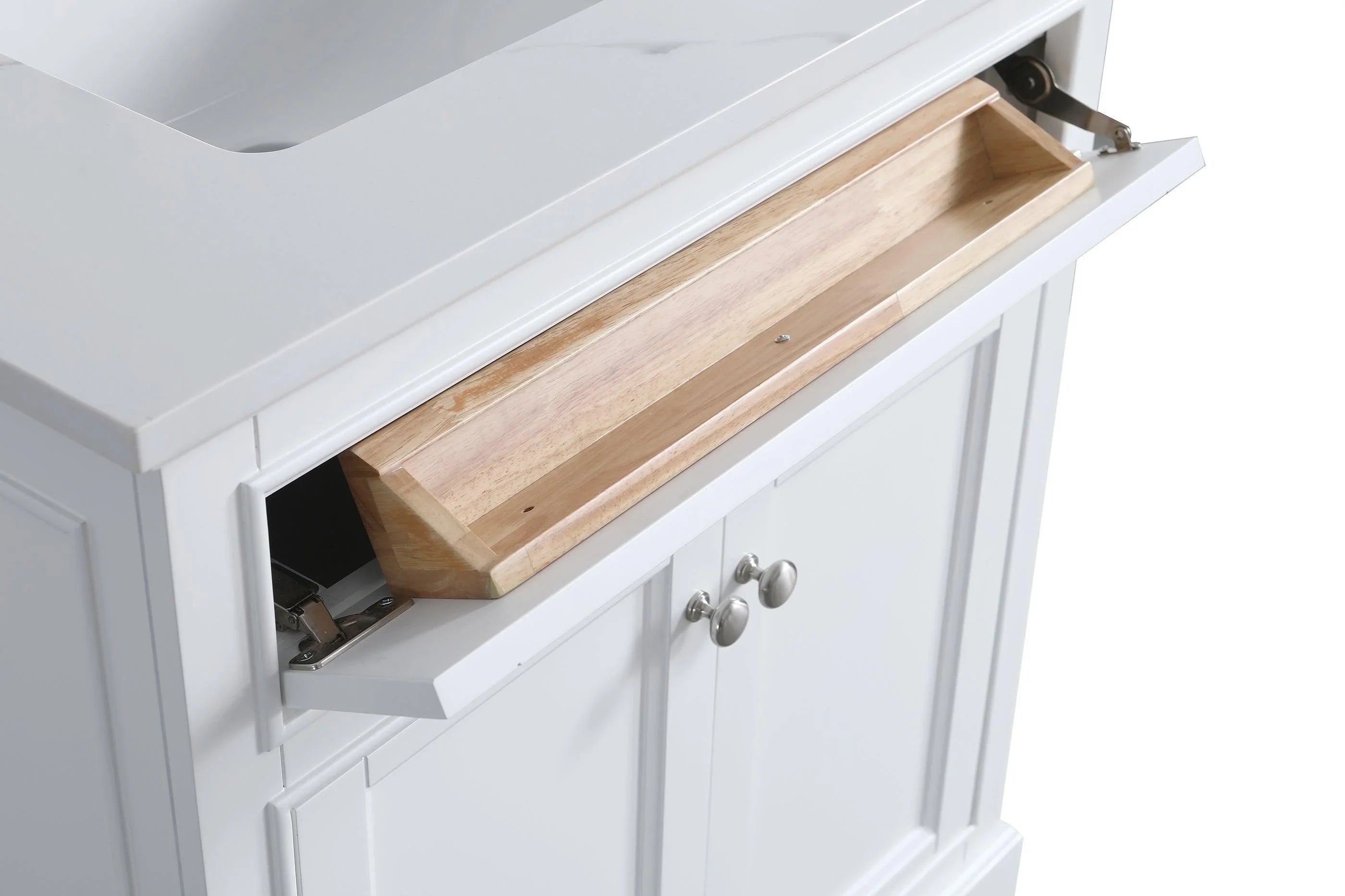 30" White Freestanding Bathroom Vanity with Engineered Calcutta Marble Countertop-Migration_Bathroom Vanities-DECOROLALA