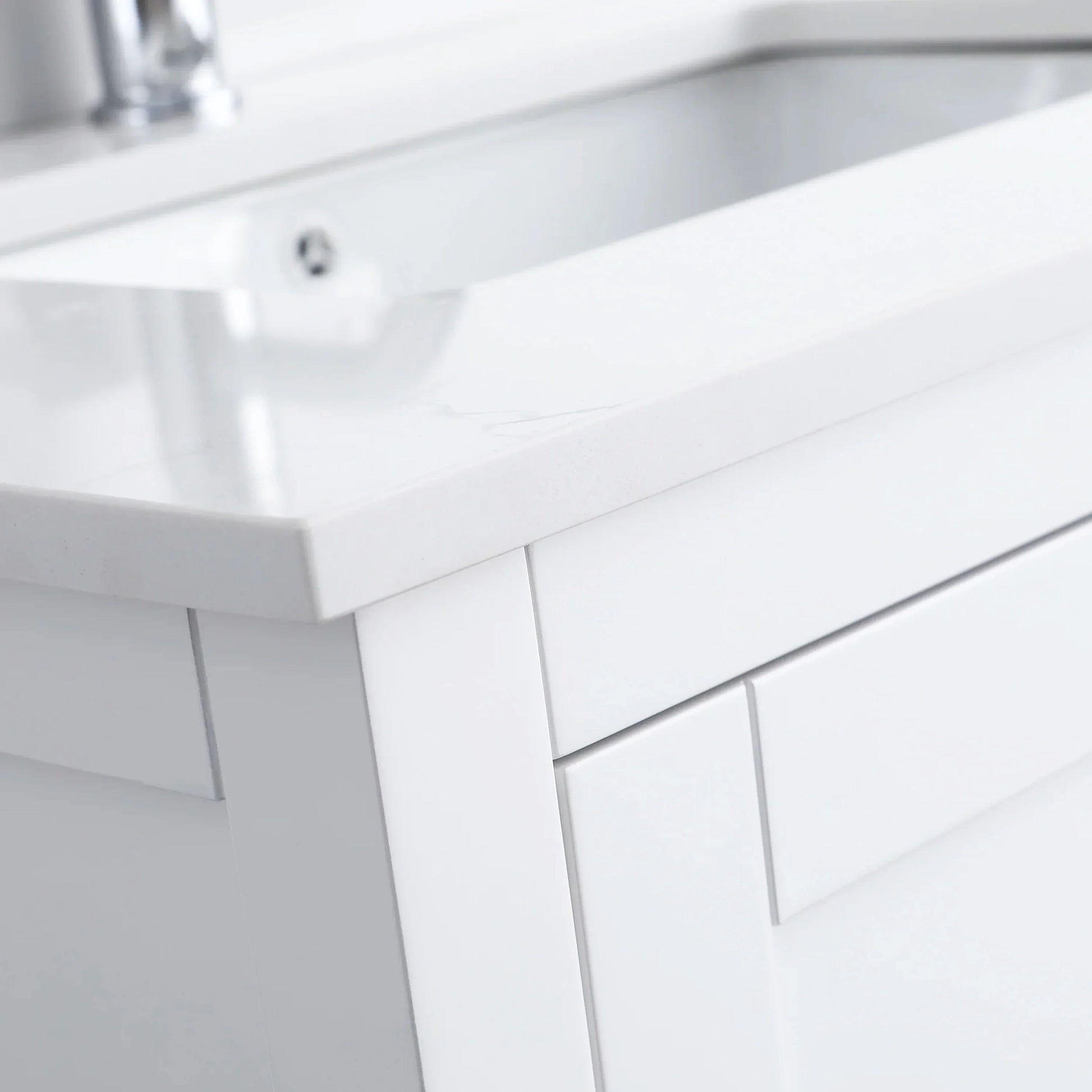 30" White Freestanding Single Sink Bathroom Vanity with Engineered Calcutta Marble Countertop-Migration_Bathroom Vanities-DECOROLALA