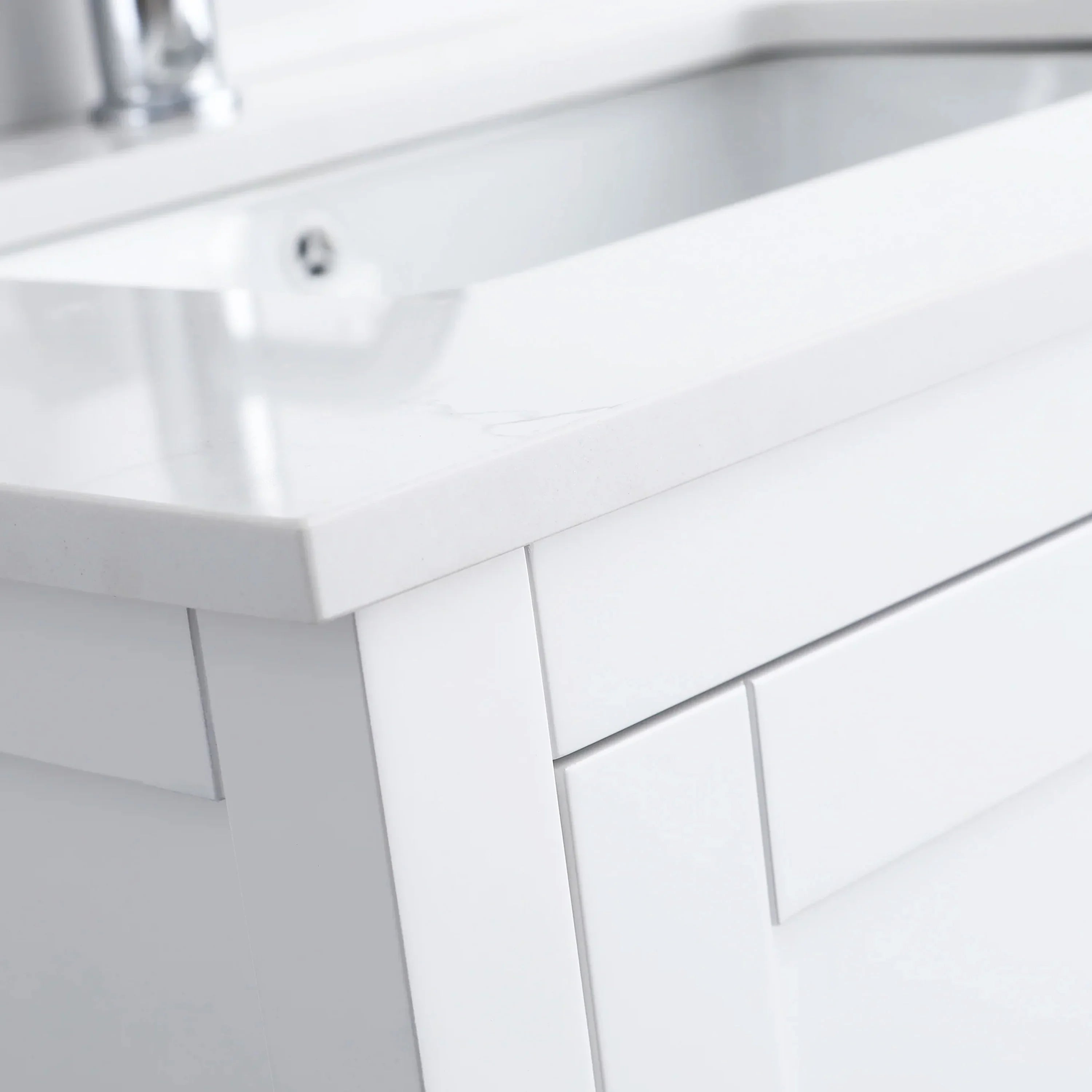 30" White Freestanding Single Sink Bathroom Vanity with Engineered Calcutta Marble Countertop-Migration_Bathroom Vanities-DECOROLALA