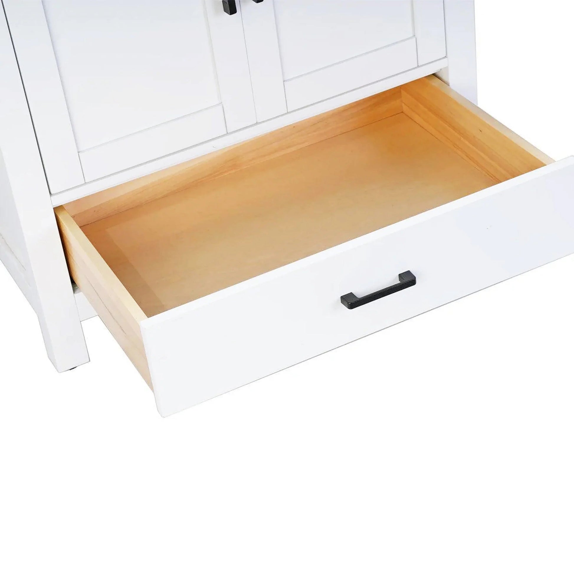 30" White Freestanding Single Sink Bathroom Vanity with Engineered Calcutta Marble Countertop-Migration_Bathroom Vanities-DECOROLALA