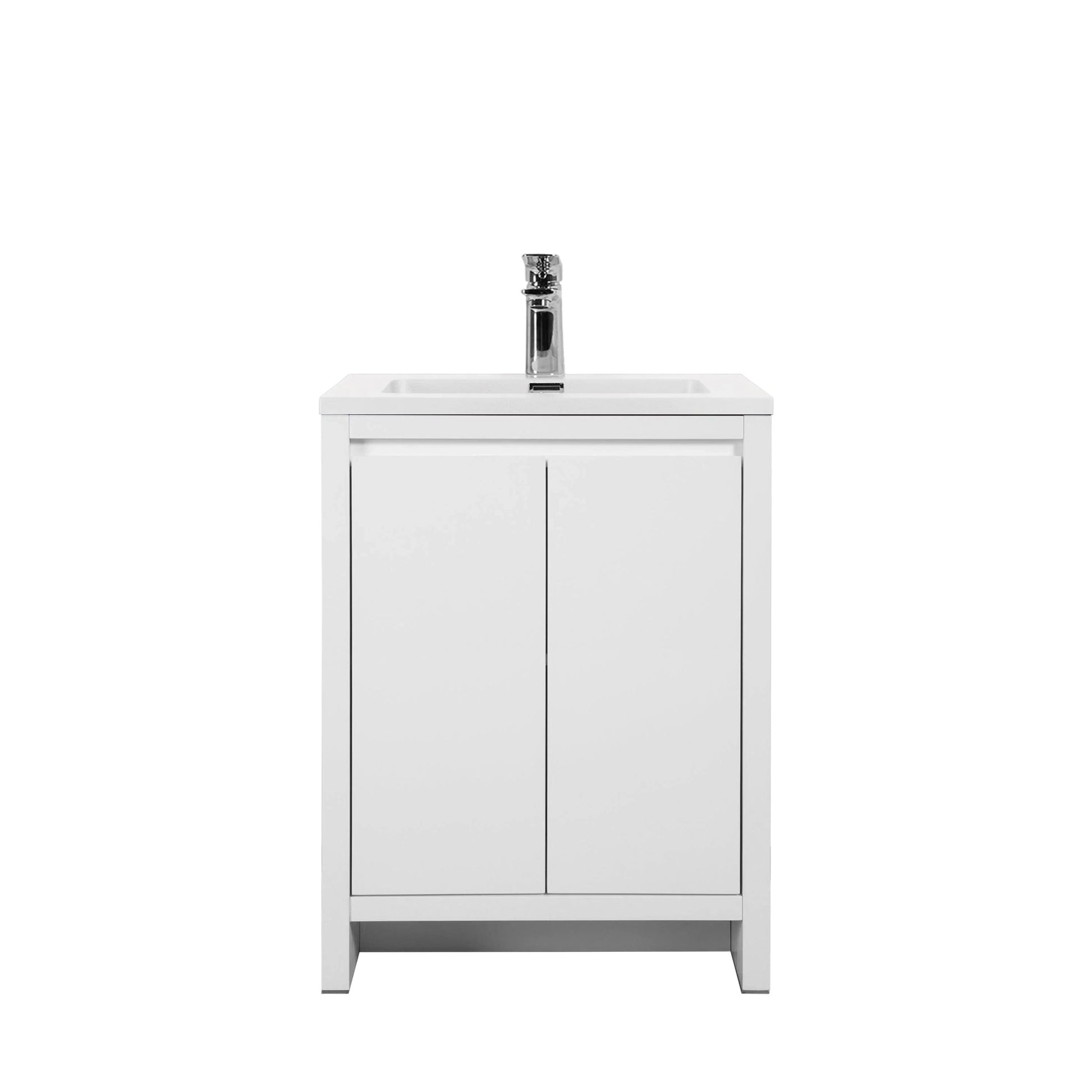 30" White Freestanding Single Sink Bathroom Vanity with White Polymarble Countertop-Migration_Bathroom Vanities-DECOROLALA
