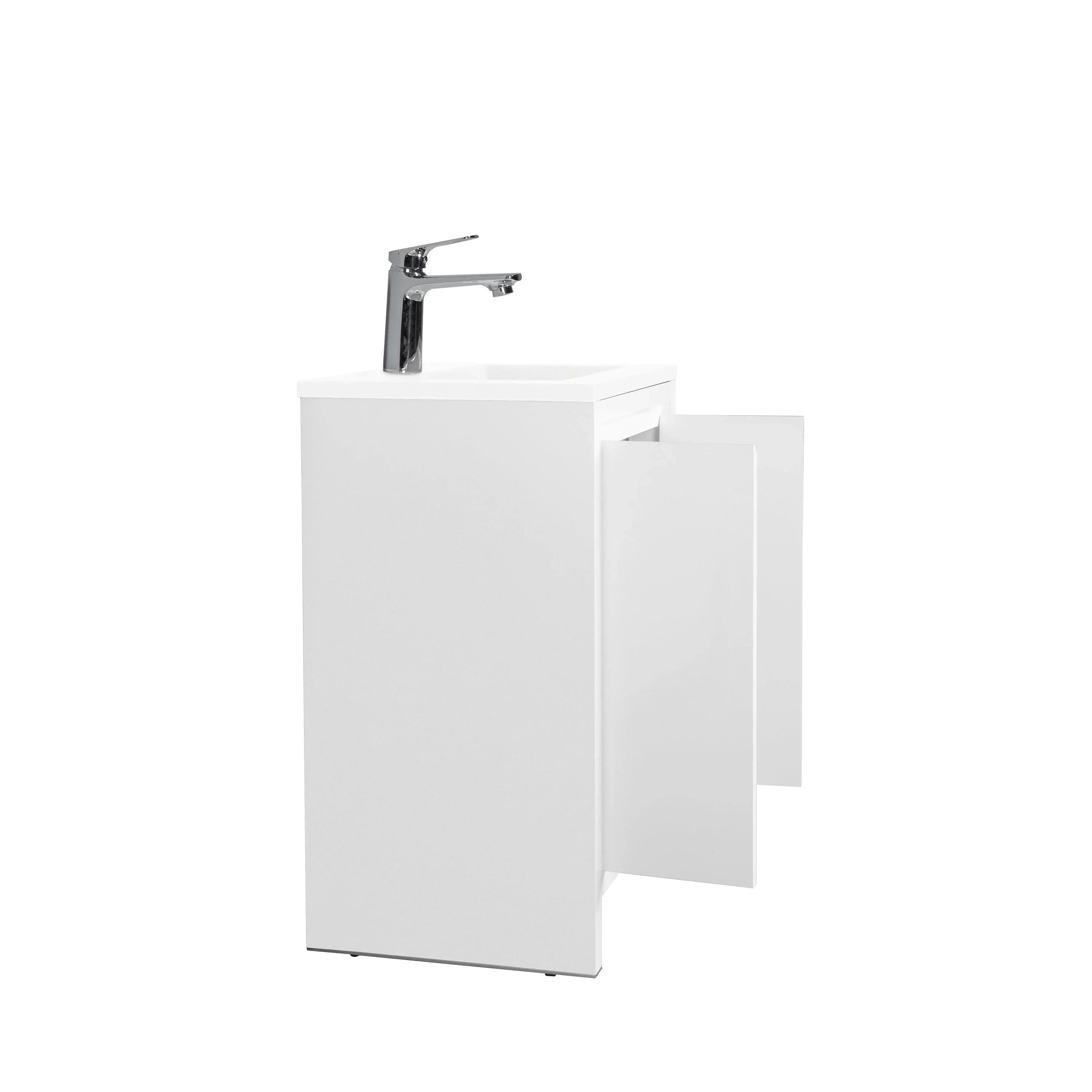 30" White Freestanding Single Sink Bathroom Vanity with White Polymarble Countertop-Migration_Bathroom Vanities-DECOROLALA