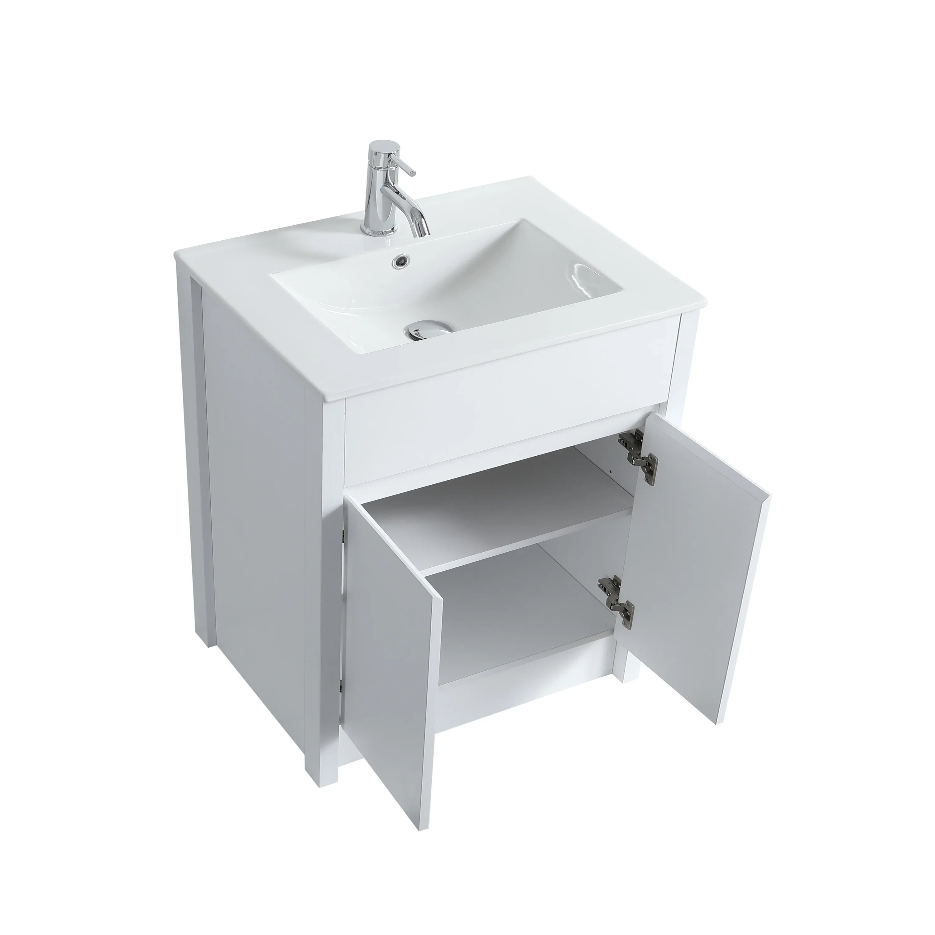 30" White Oak Freestanding Bathroom Vanity with White Ceramic Countertop-Migration_Bathroom Vanities-DECOROLALA