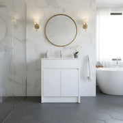 30" White Oak Freestanding Bathroom Vanity with White Ceramic Countertop-Migration_Bathroom Vanities-DECOROLALA