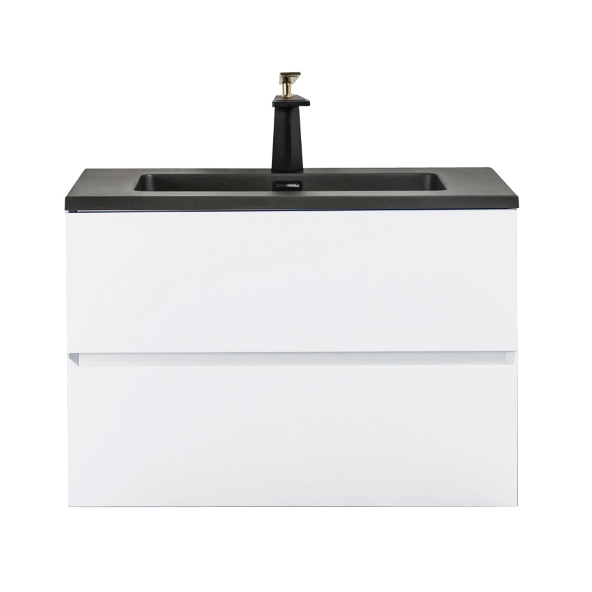 30" White Wall Mount Bathroom Vanity with Black Engineered Quartz Countertop-Migration_Bathroom Vanities-DECOROLALA