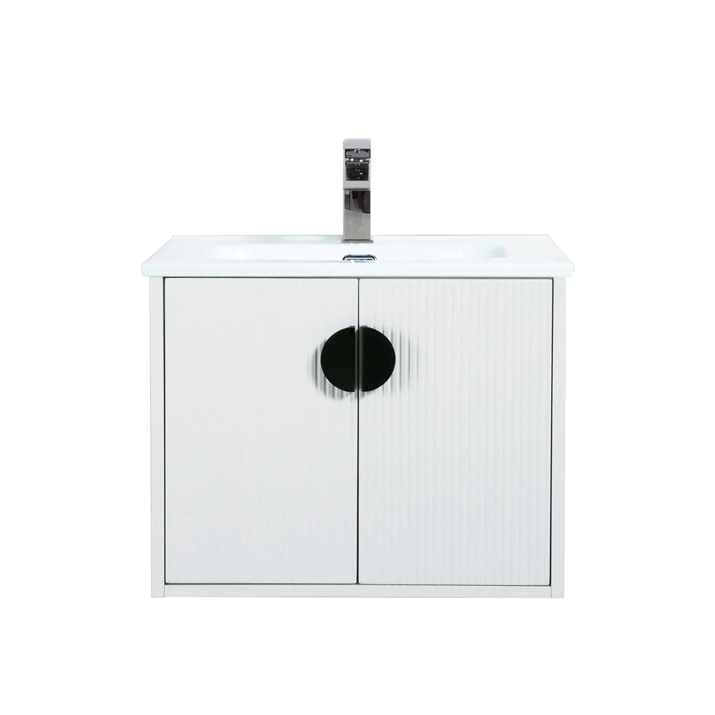 30" White Wall Mount Bathroom Vanity with White Ceramic Countertop-Migration_Bathroom Vanities-DECOROLALA