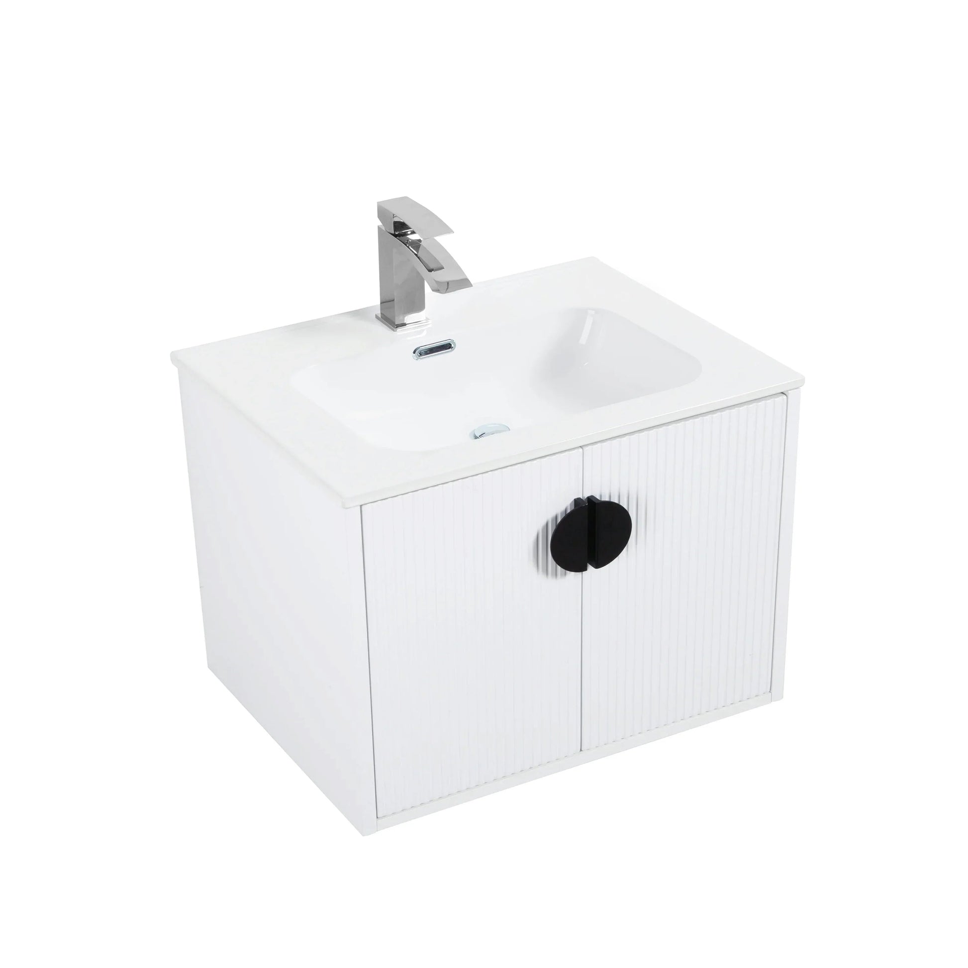 30" White Wall Mount Bathroom Vanity with White Ceramic Countertop-Migration_Bathroom Vanities-DECOROLALA