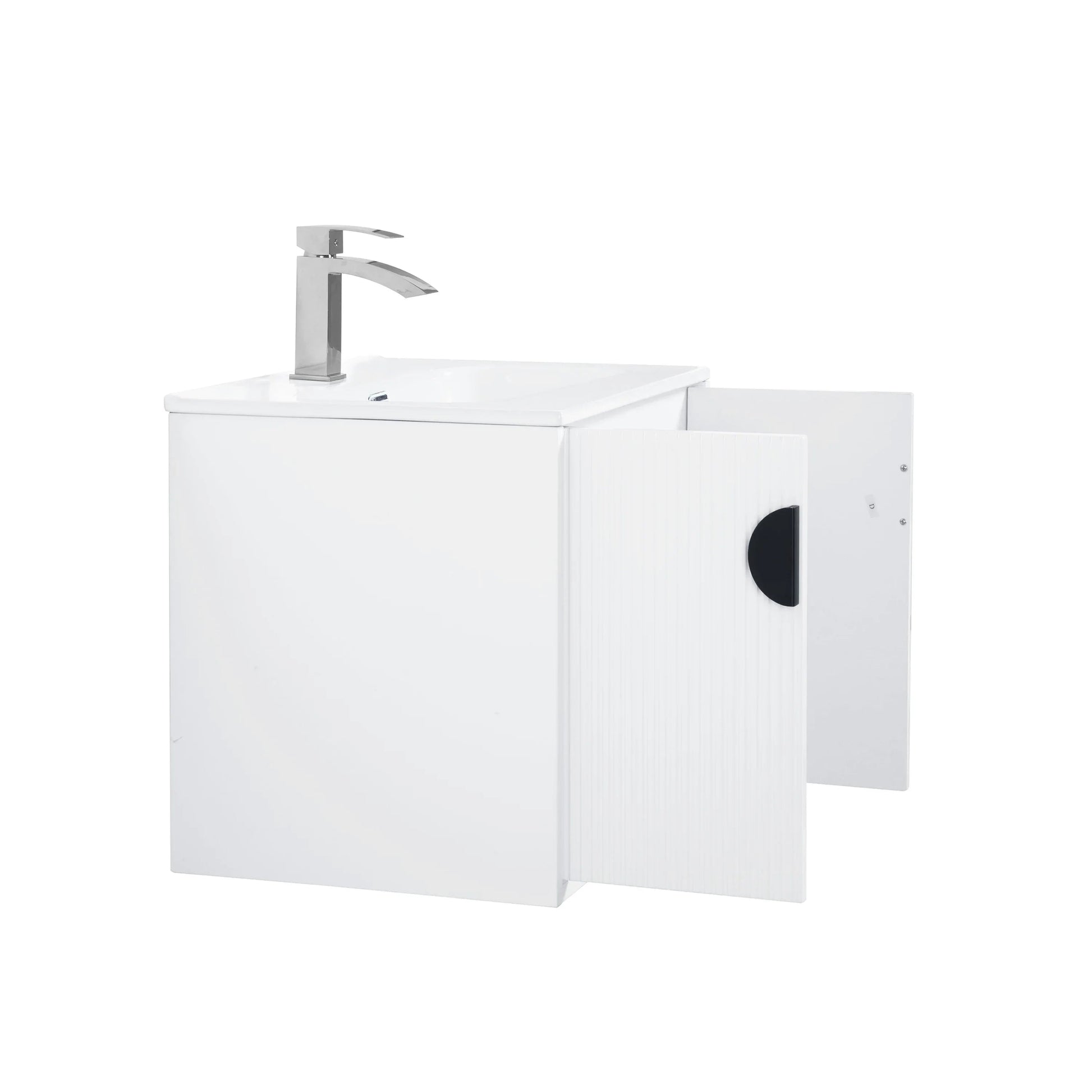 30" White Wall Mount Bathroom Vanity with White Ceramic Countertop-Migration_Bathroom Vanities-DECOROLALA
