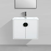 30" White Wall Mount Bathroom Vanity with White Ceramic Countertop-Migration_Bathroom Vanities-DECOROLALA
