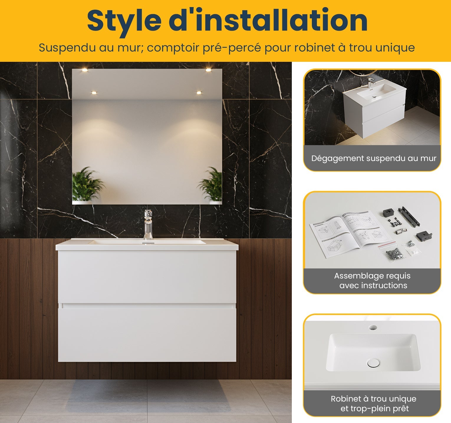 30" White Wall Mount Bathroom Vanity with White Polymarble Countertop-Migration_Bathroom Vanities-DECOROLALA