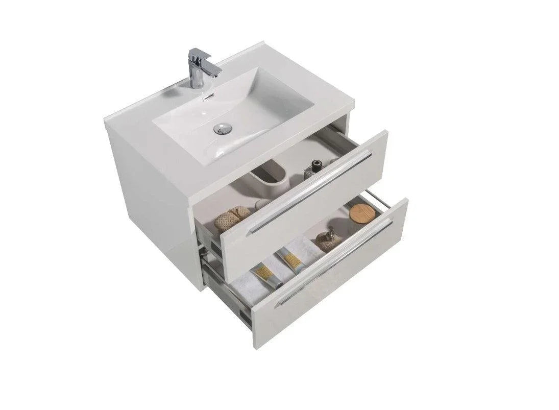 30" White Wall Mount Bathroom Vanity with White Polymarble Countertop-Migration_Bathroom Vanities-DECOROLALA