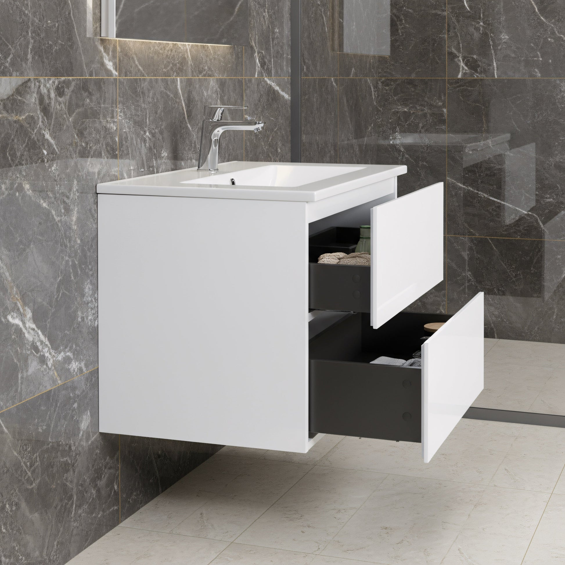 30" White Wall Mount Bathroom Vanity with White Polymarble Countertop-Migration_Bathroom Vanities-DECOROLALA