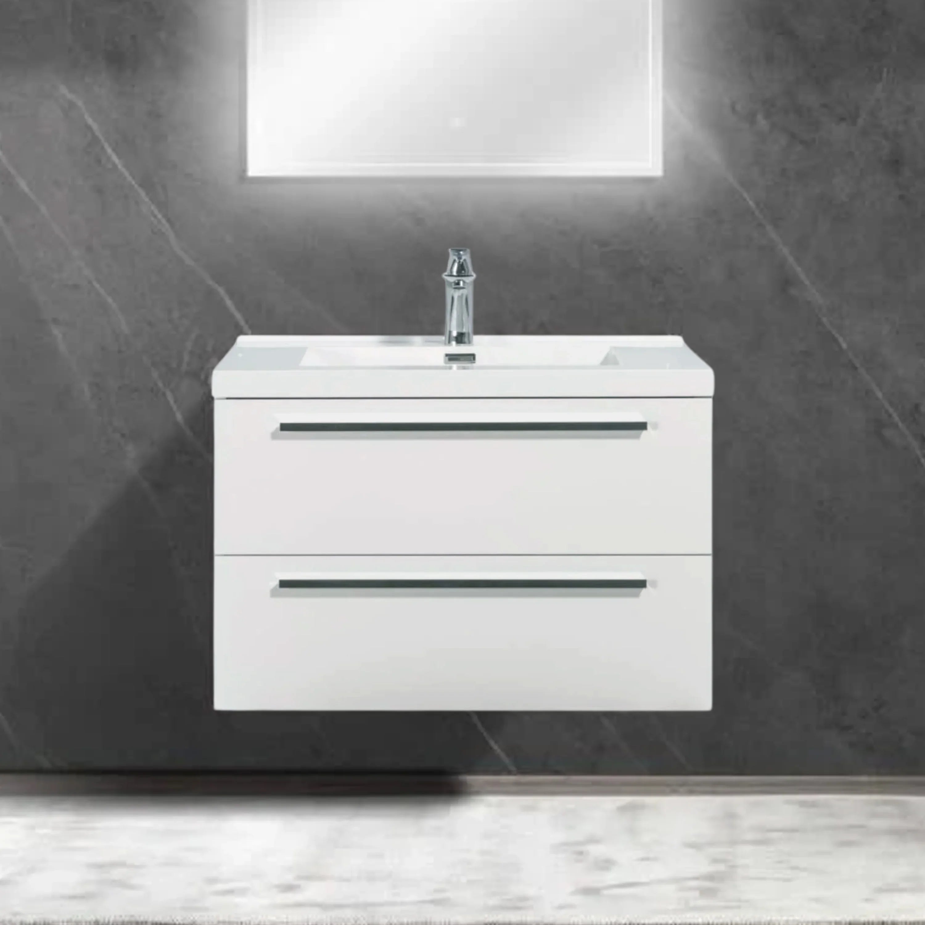 30" White Wall Mount Bathroom Vanity with White Polymarble Countertop-Migration_Bathroom Vanities-DECOROLALA