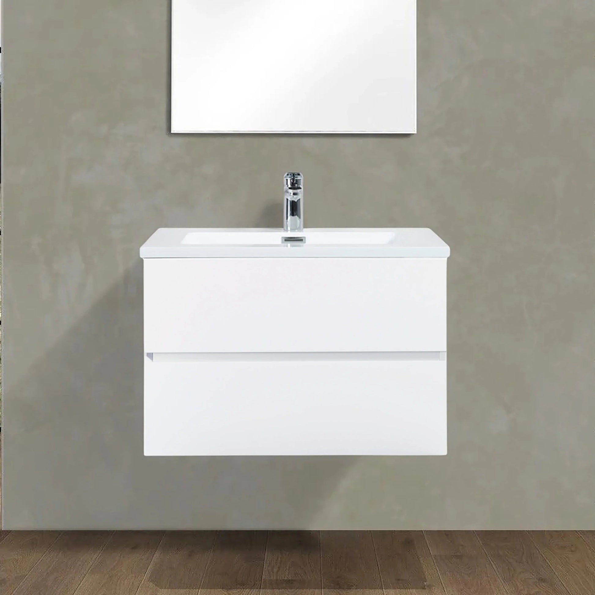 30" White Wall Mount Bathroom Vanity with White Polymarble Countertop-Migration_Bathroom Vanities-DECOROLALA