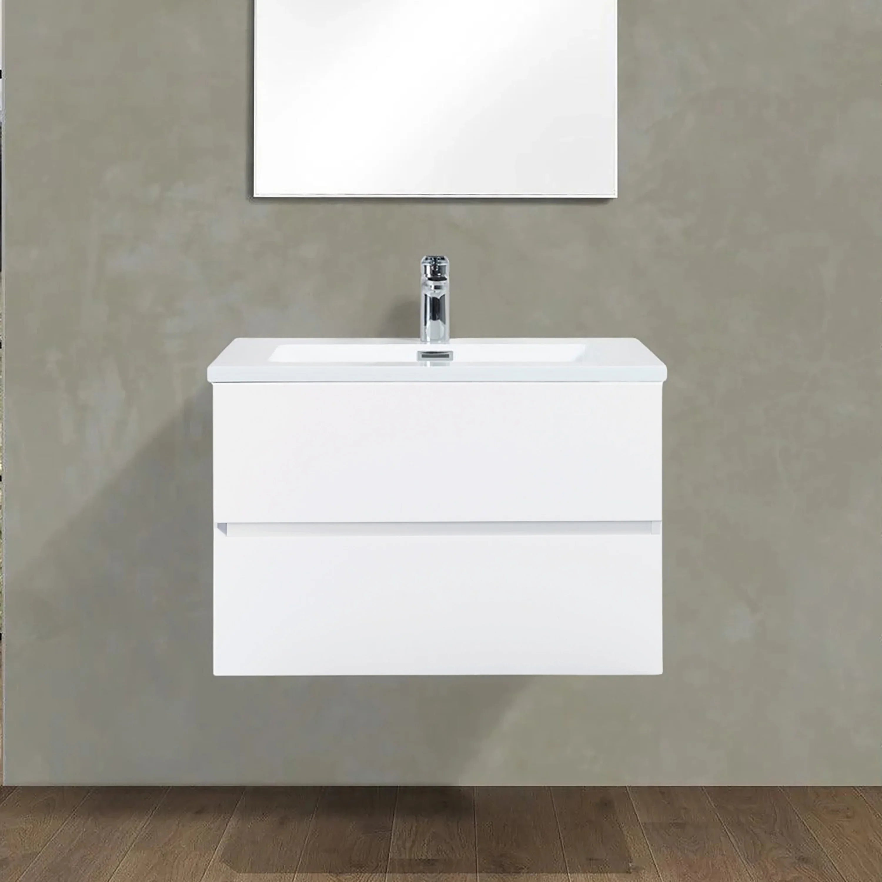 30" White Wall Mount Bathroom Vanity with White Polymarble Countertop-Migration_Bathroom Vanities-DECOROLALA