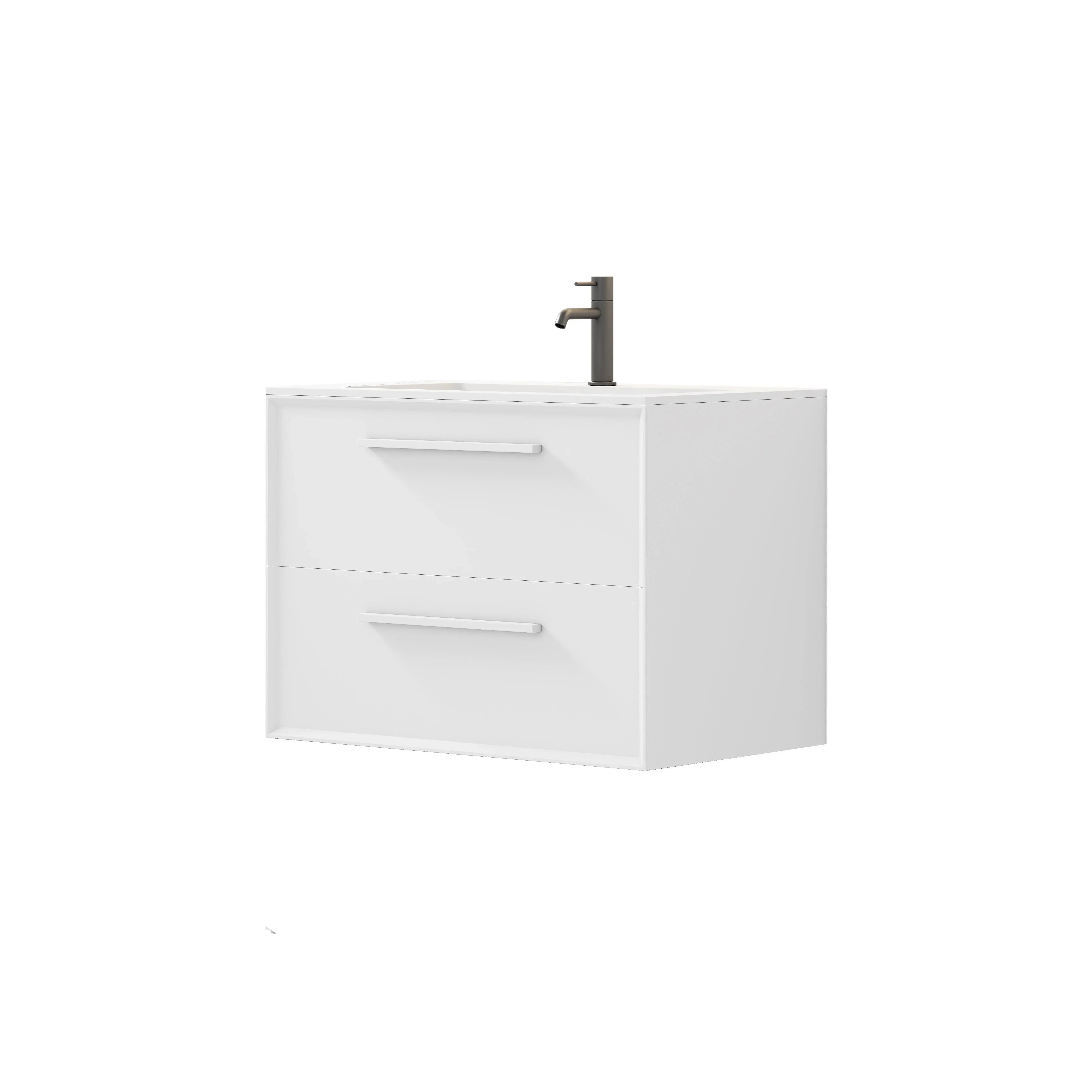 30" White Wall Mount Single Sink Bathroom Vanity with Matte White Solid Surface Countertop-Migration_Bathroom Vanities-DECOROLALA