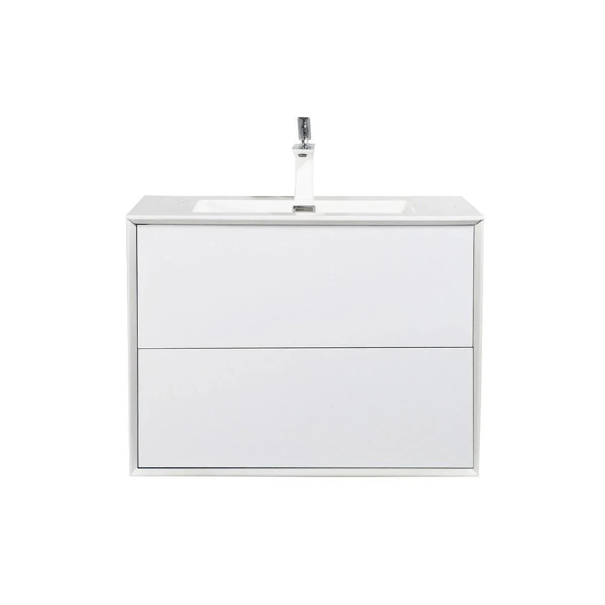30" White Wall Mount Vanity with White Polymarble Countertop-Migration_Bathroom Vanities-DECOROLALA