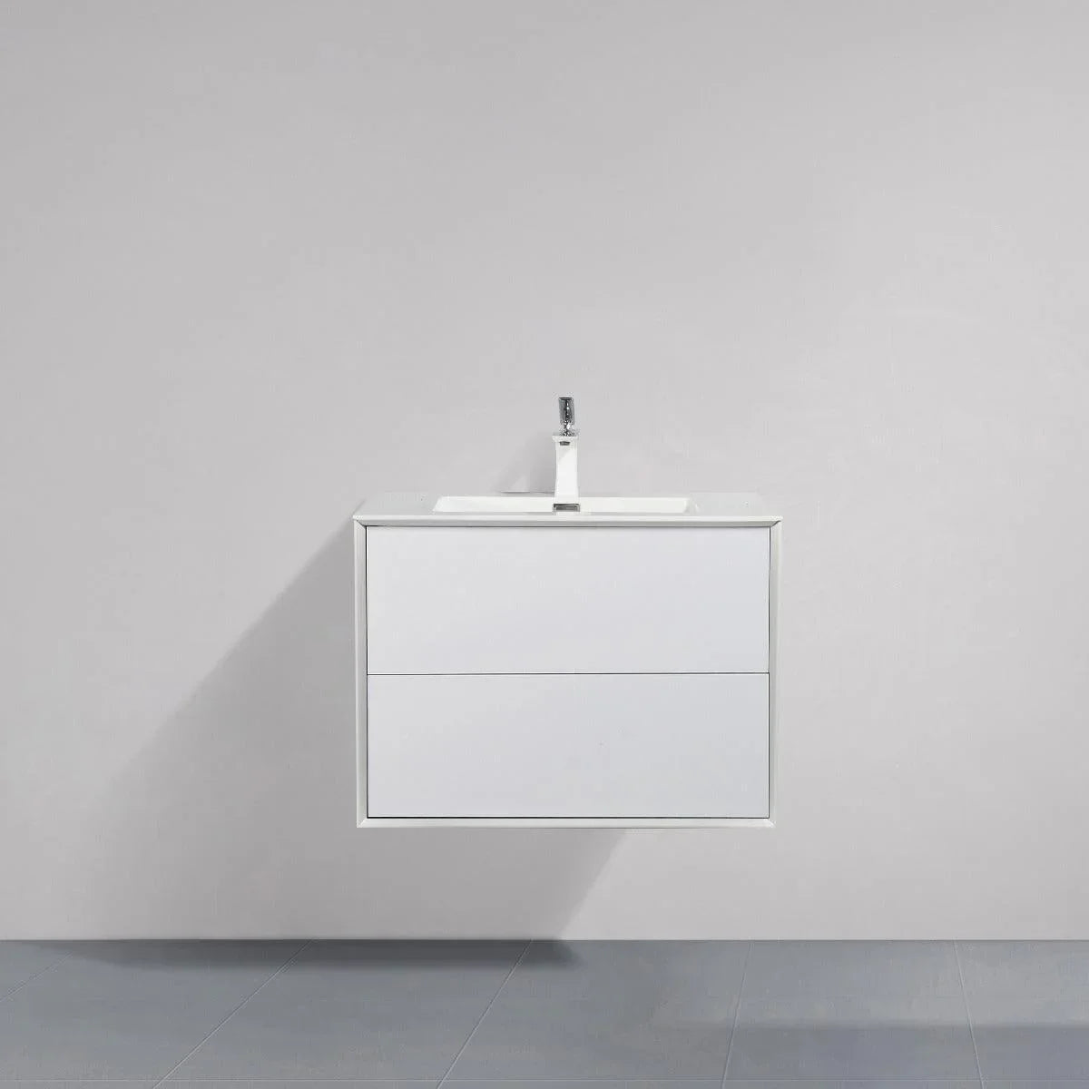 30" White Wall Mount Vanity with White Polymarble Countertop-Migration_Bathroom Vanities-DECOROLALA