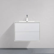 30" White Wall Mount Vanity with White Polymarble Countertop-Migration_Bathroom Vanities-DECOROLALA