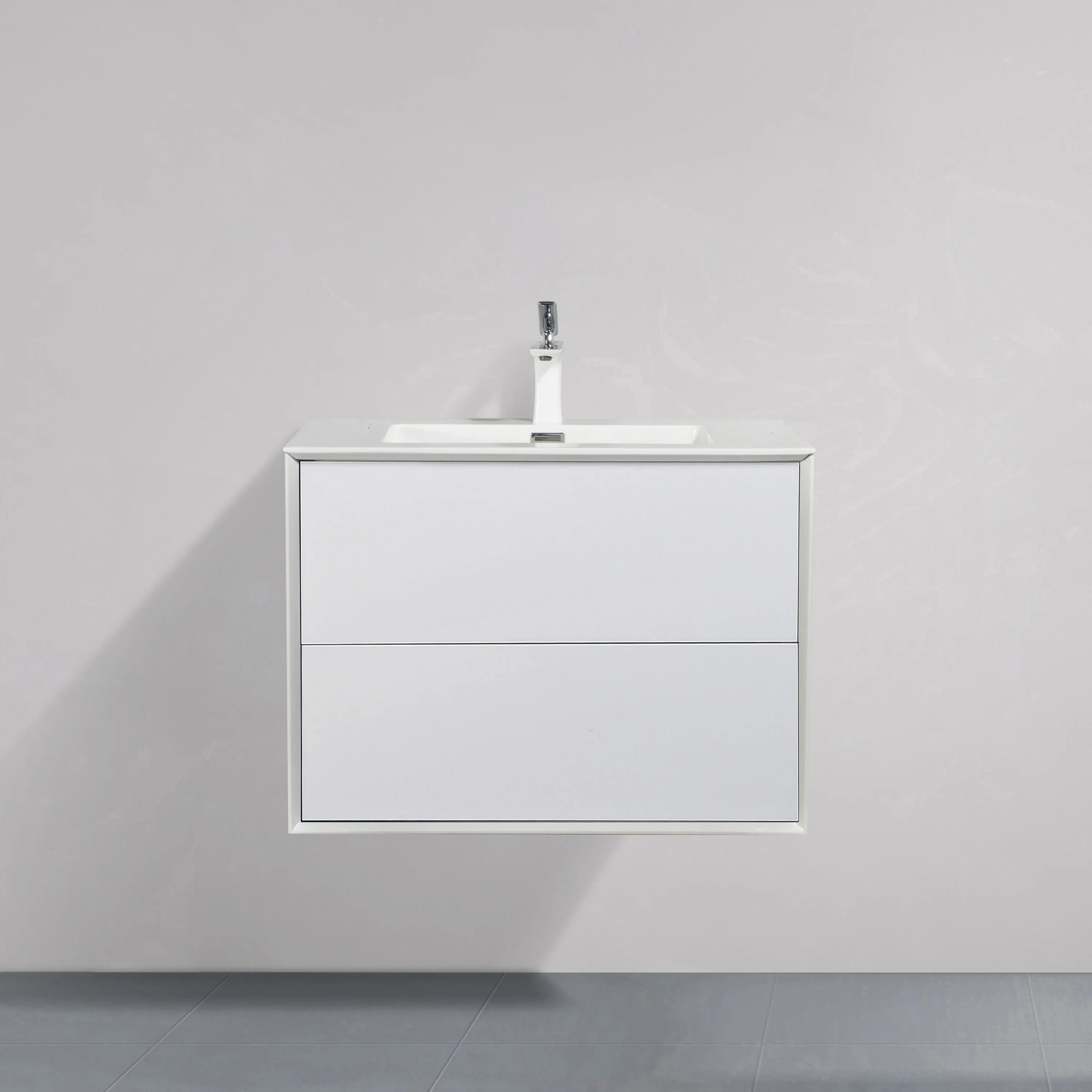 30" White Wall Mount Vanity with White Polymarble Countertop-Migration_Bathroom Vanities-DECOROLALA