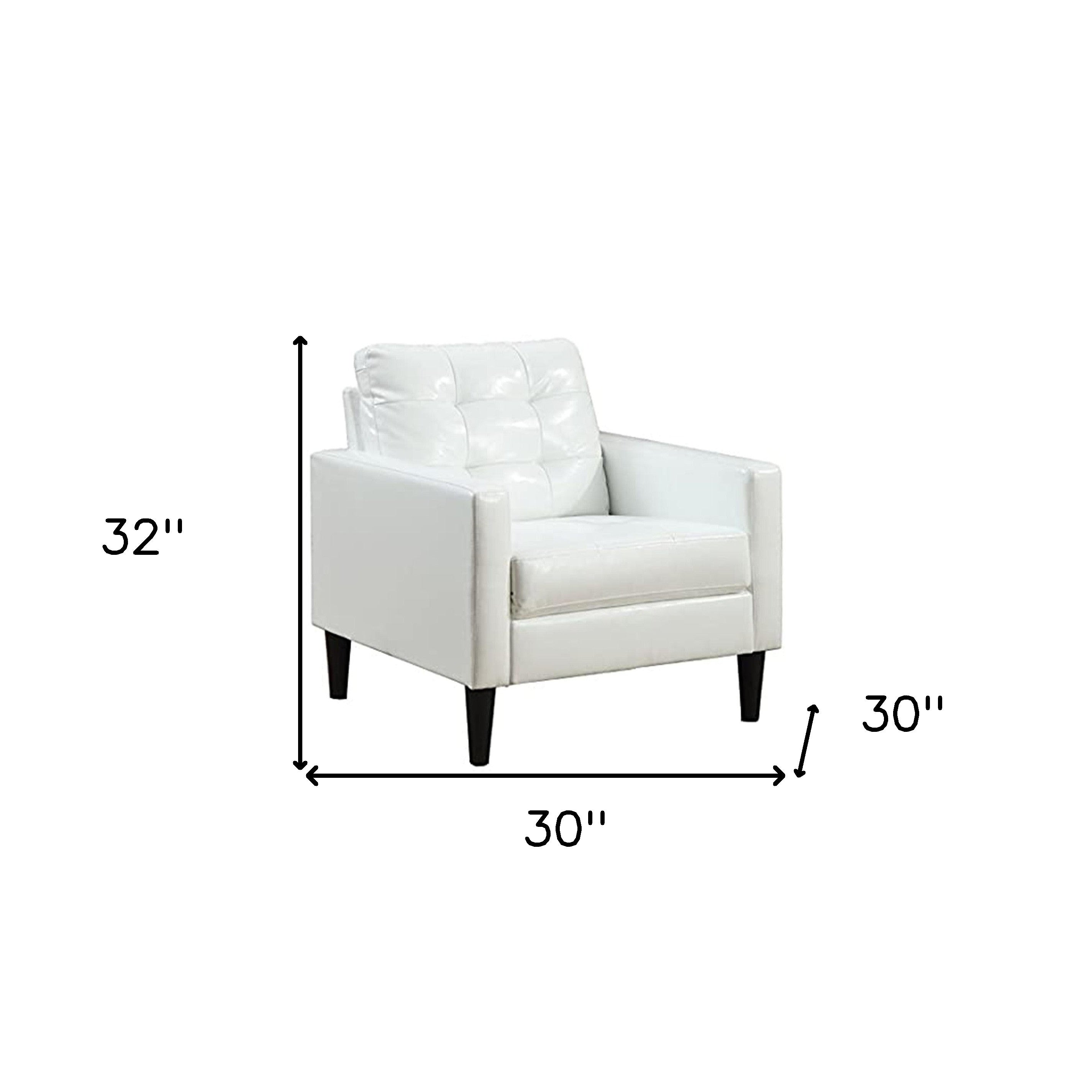30" White and Black Faux Leather Arm Chair And Toss Pillow-Accent Chairs-DECOROLALA