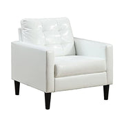 30" White and Black Faux Leather Arm Chair And Toss Pillow-Accent Chairs-DECOROLALA