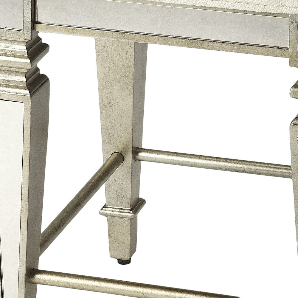 30" White and Gray Solid and Manufactured Wood Backless Counter Height Bar Chair-Bar Chairs-DECOROLALA